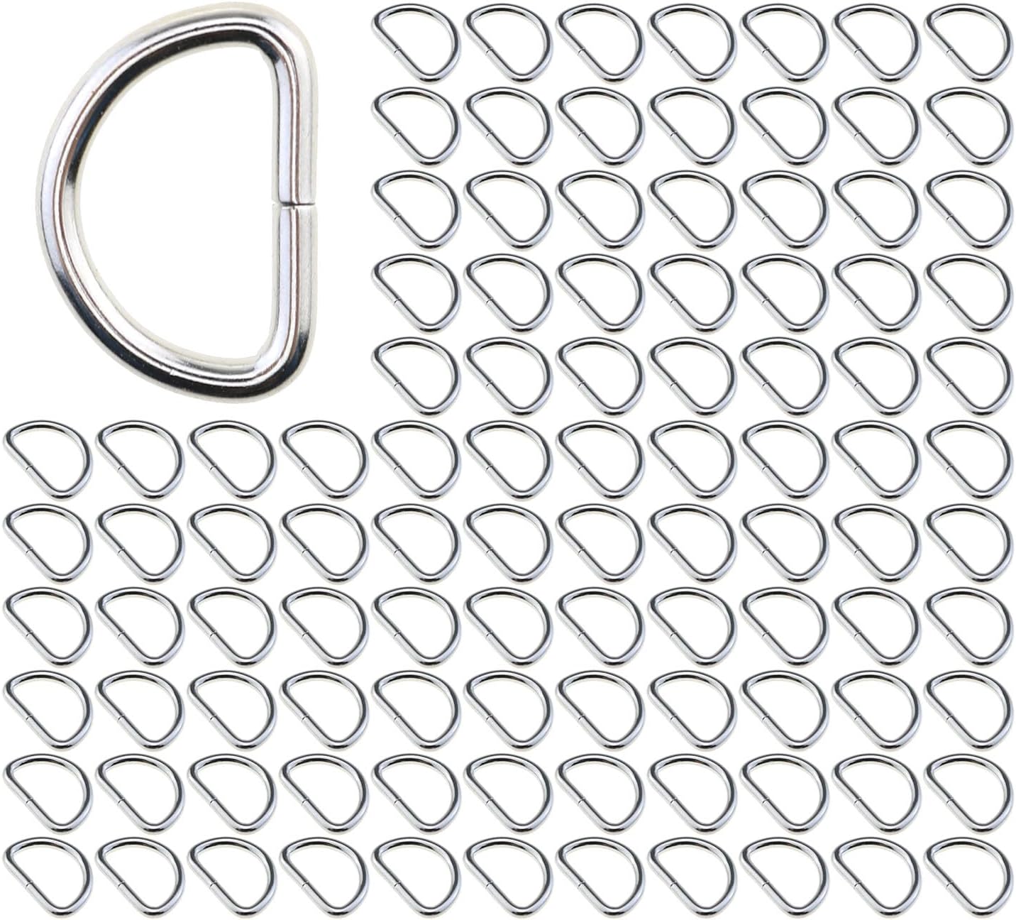 MEETOOT 100PCS 1/2 Inch Metal Non Welded D Rings Apparel and Luggage Accessories for Making Belt Luggage Strap Crafts Jewellery