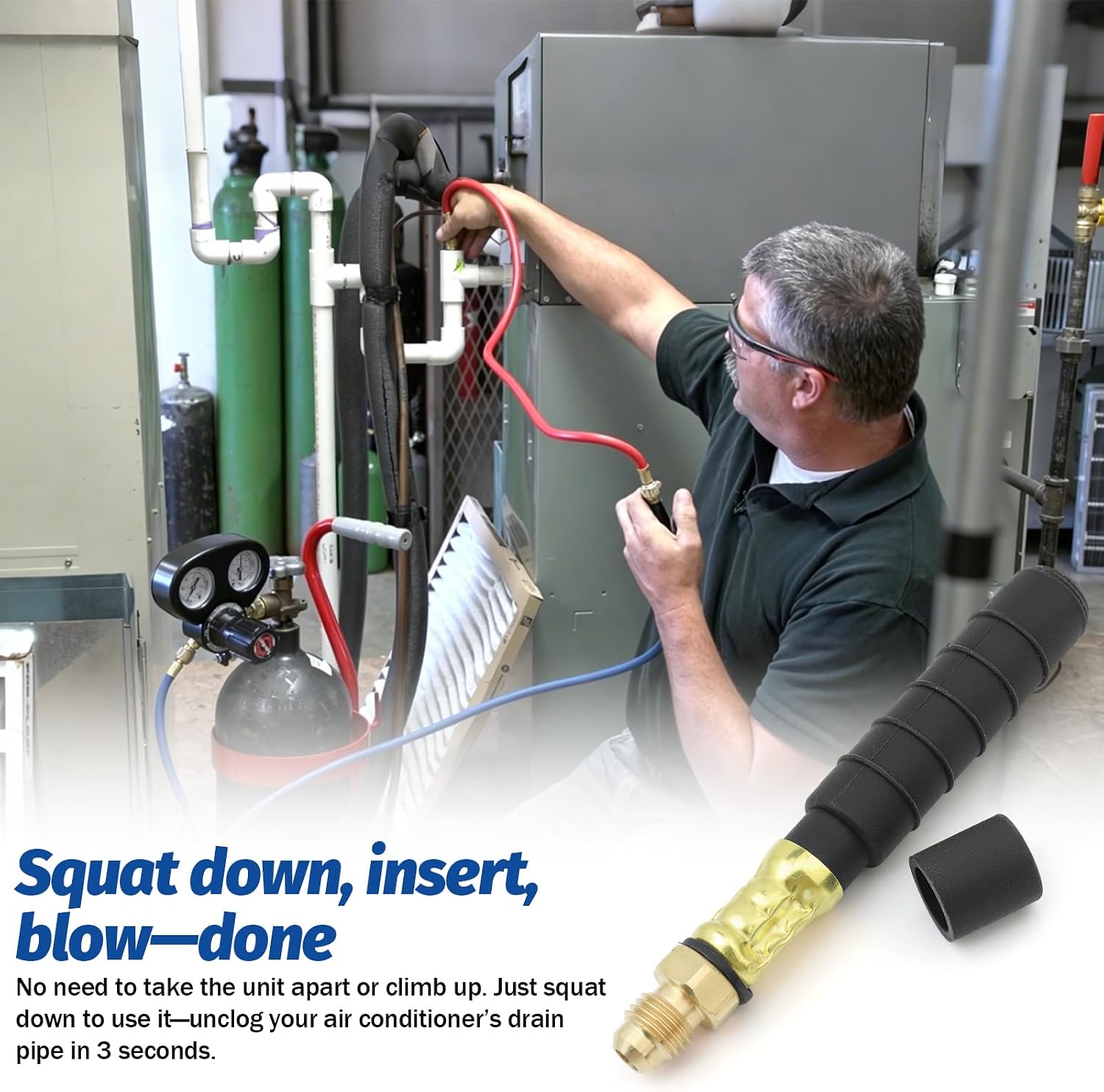 40061 Sludge Blaster for Uniweld, HVAC Drain Tool for 3/4"-1" Pipes, 2PCS