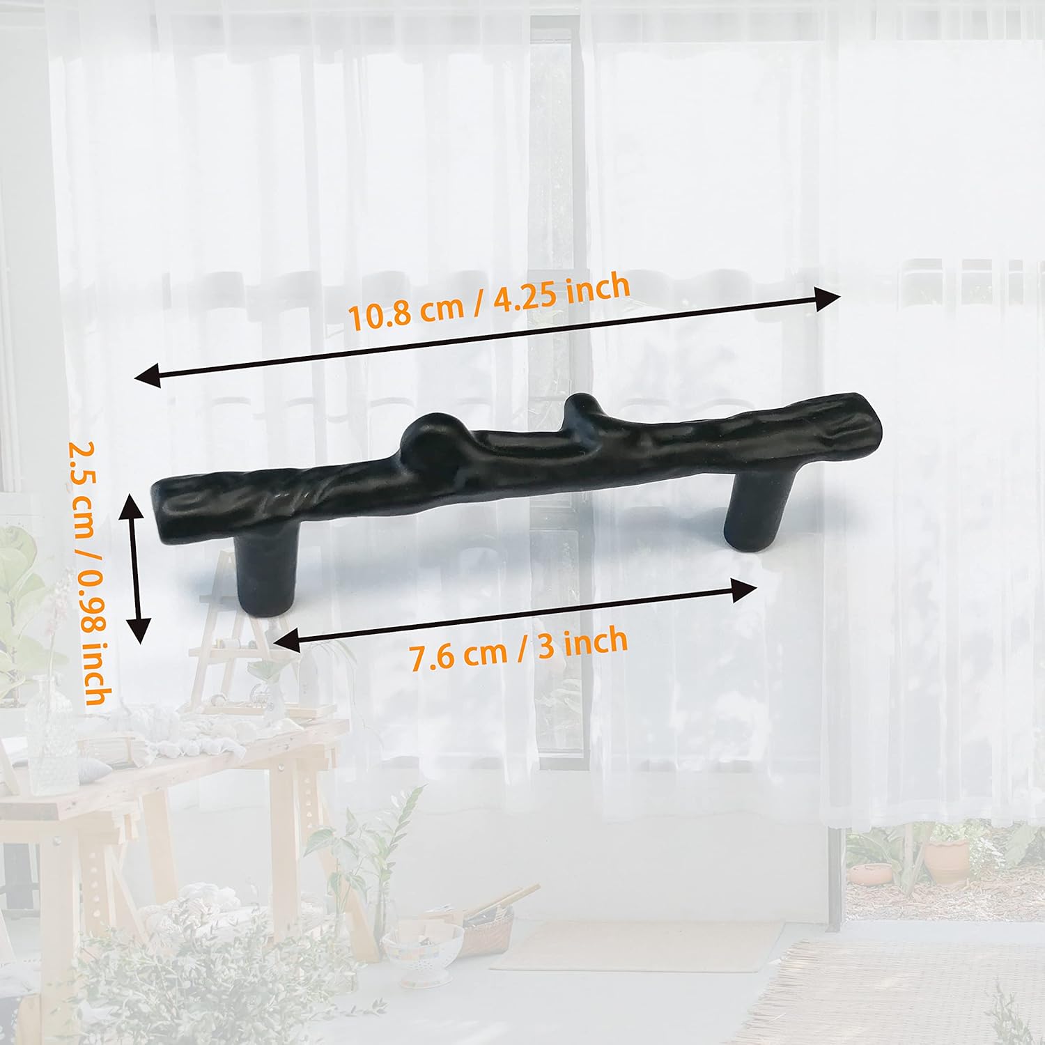 AuRiver 6 pcs Tree Branch Cabinet Handles Twig Branch Cabinet Handles 3inch Hole Center Dresser Handles Modern Alloy Drawer Pulls (Black)