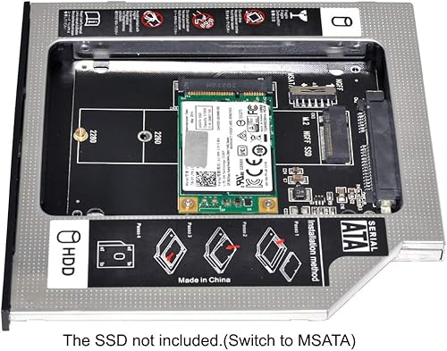 Miniatura 8 de NFHK MSATA NGFF BM-Key SSD a Slimline SATA 13Pin Caddy Case para 0.374 in Universal Laptop CDDVD-ROM Optical Bay