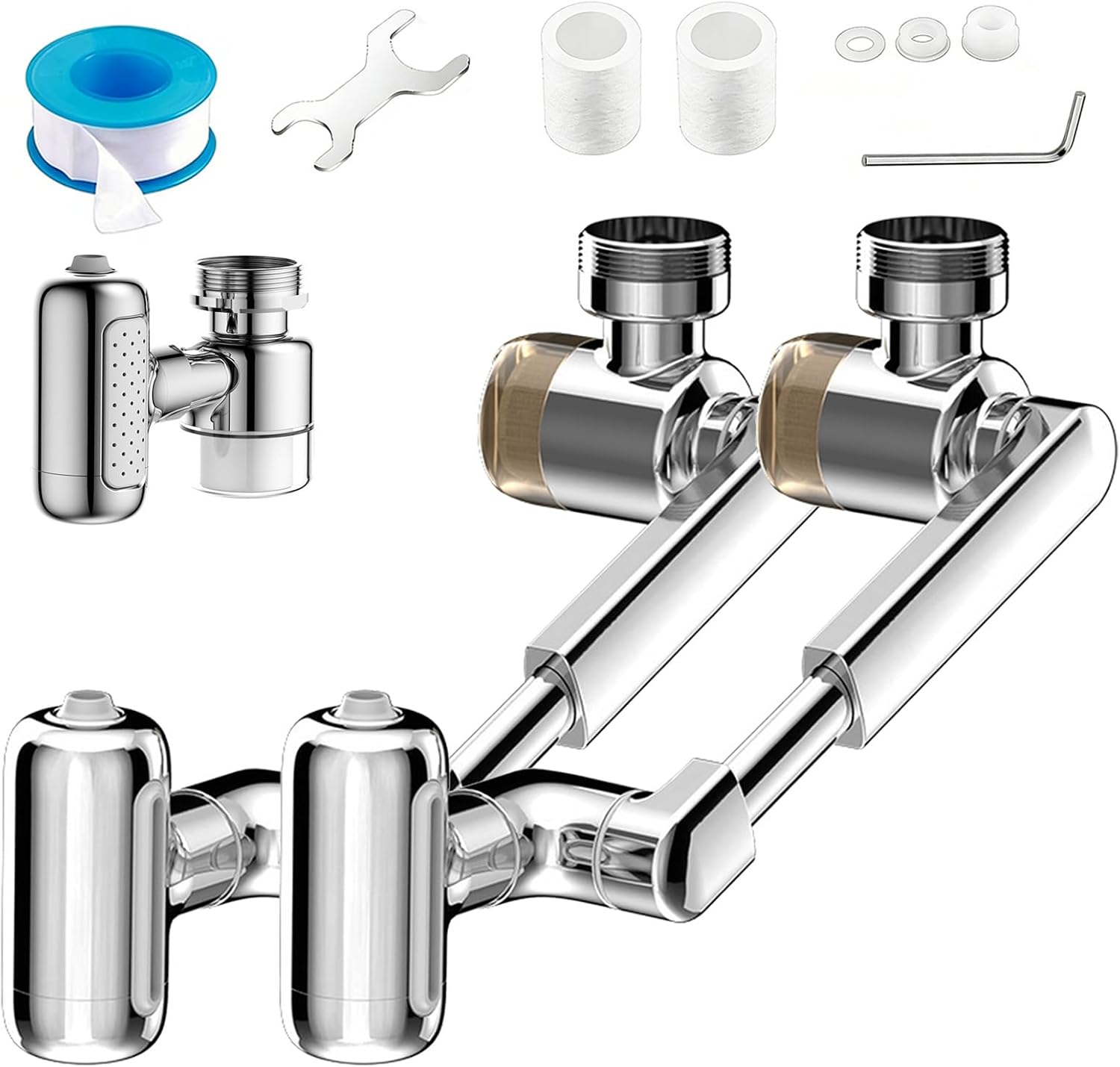 1080° Rotating Faucet Extender with Upward Facial Mist, 4 Water Modes & Built-In Filter, 360° Faucet Aerator for Bathroom Kitchen (2PCS)
