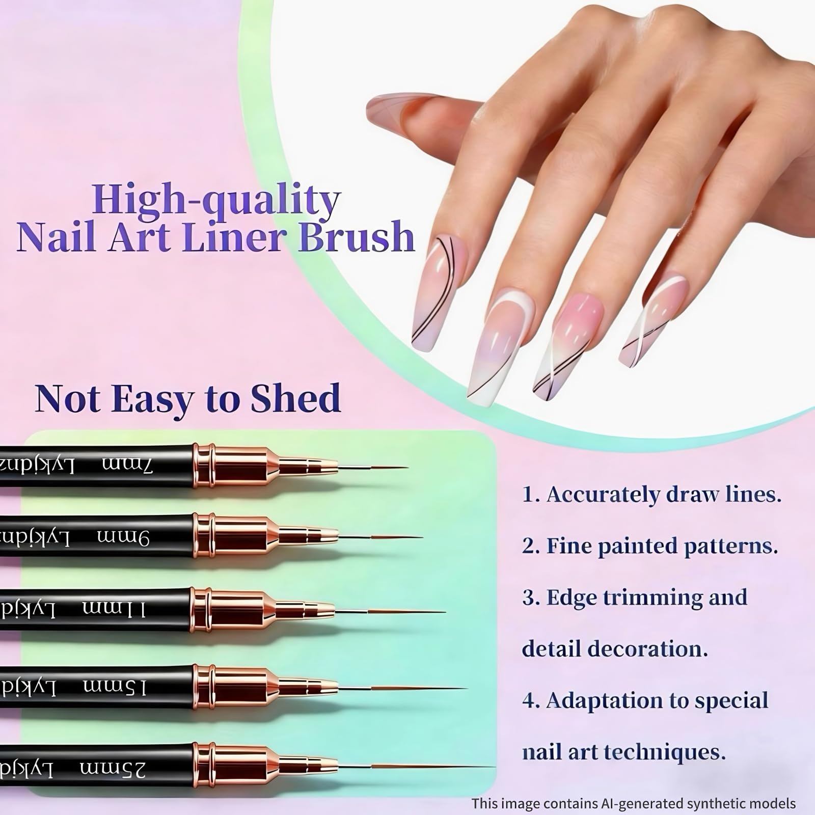 Amazon.com : 8Pcs Nail Art Brushes Set, 5 Art Liners & 3 Multi