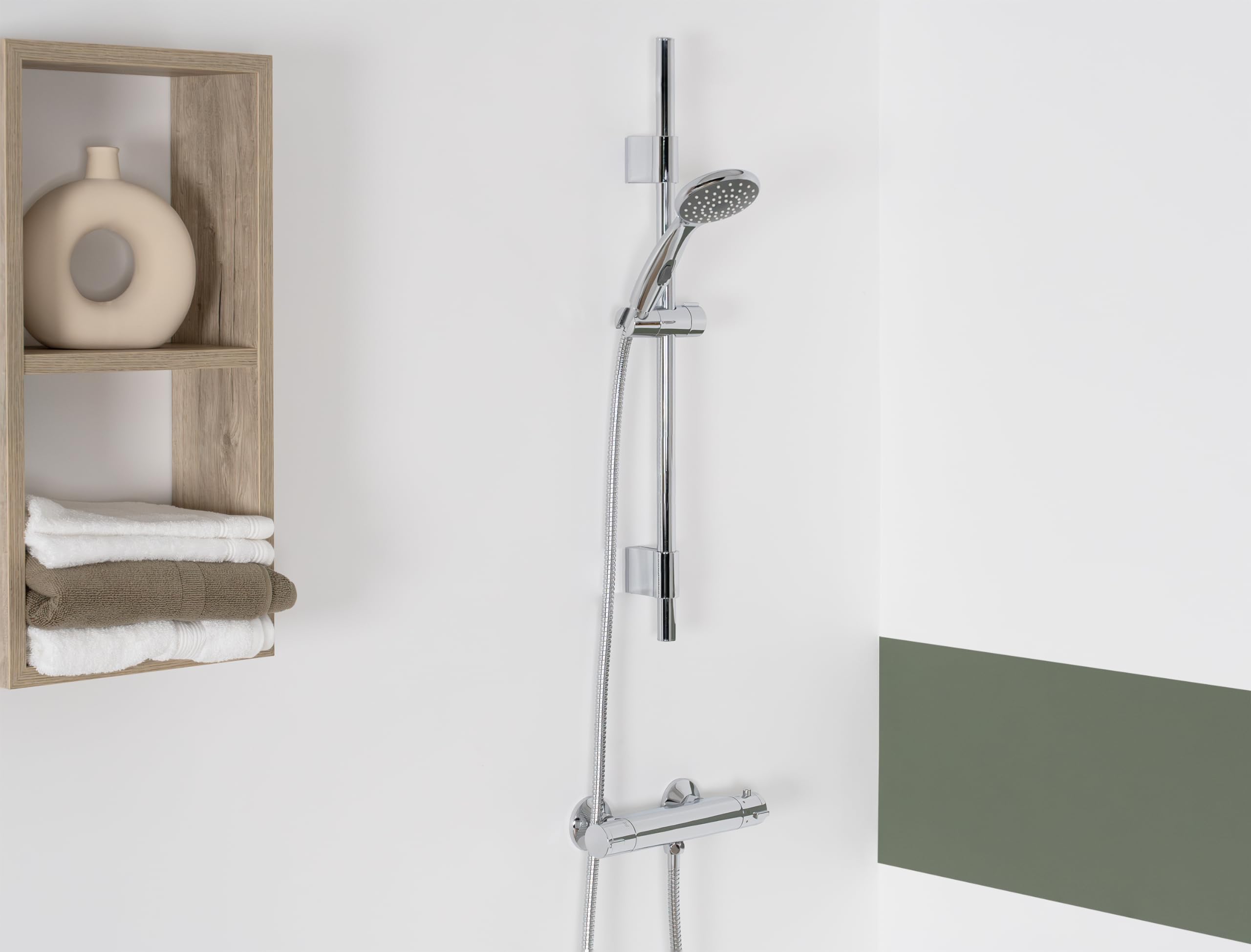 Grifo Termostático de Ducha Modelo Protherm Acabado Cromado | Control Preciso de Temperatura, Seguridad Anti-Quemaduras y Conexión Estándar para Instalación en Pared | by EUROSANIT