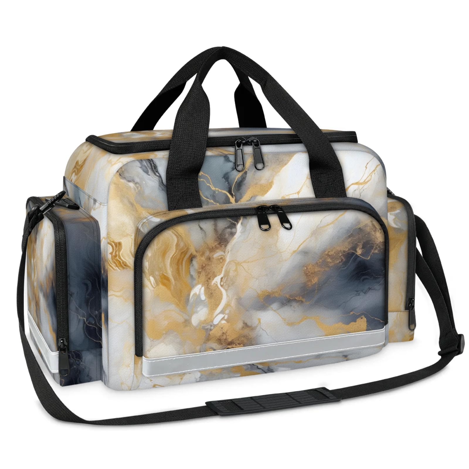 GzLeyigou First Aid Bags Empty, Metallic Gray Marble Emergency Bag First Aid Kit Multiple Compartment Kit Carrier On Call Trauma Bag For Paramedics Emergency Medical Supplies Kit