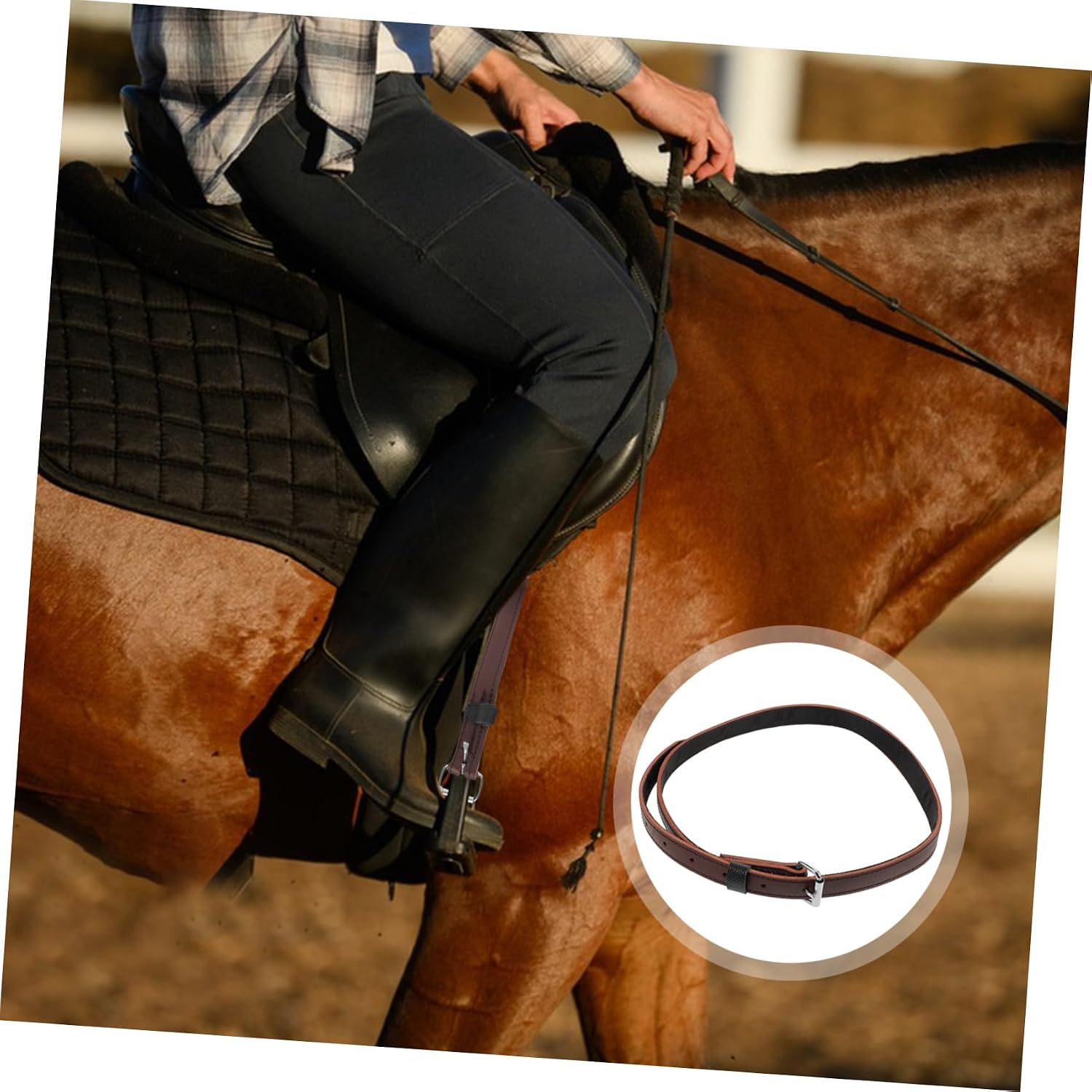 Brown Leather Stirrup Leathers for Equestrian Training Adjustable | Cattlehide Build, Professional Rider Use, Long Rides Support, Elegant Craftsmanship with Stylish Finish