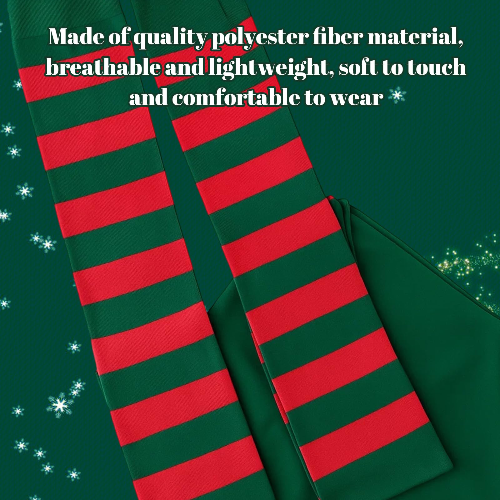 XNBTFK 2 works Elf Tights Green & Red, Women's Red & White Striped Tights, Christmas Candy Cane Tight for Xmas Cosplay - Image 3