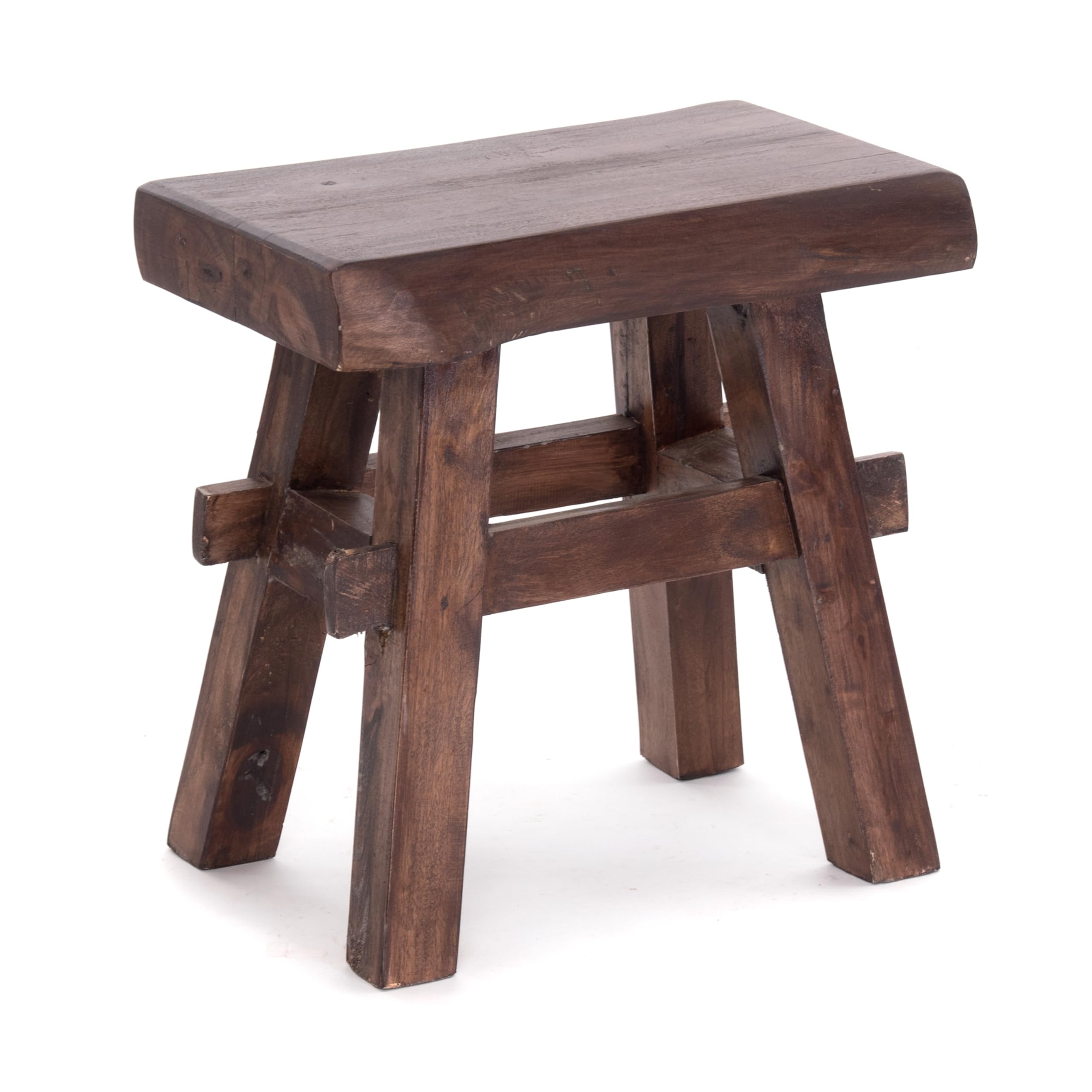 Tabouret pour plantes vintage en bois massif pour salon naturel