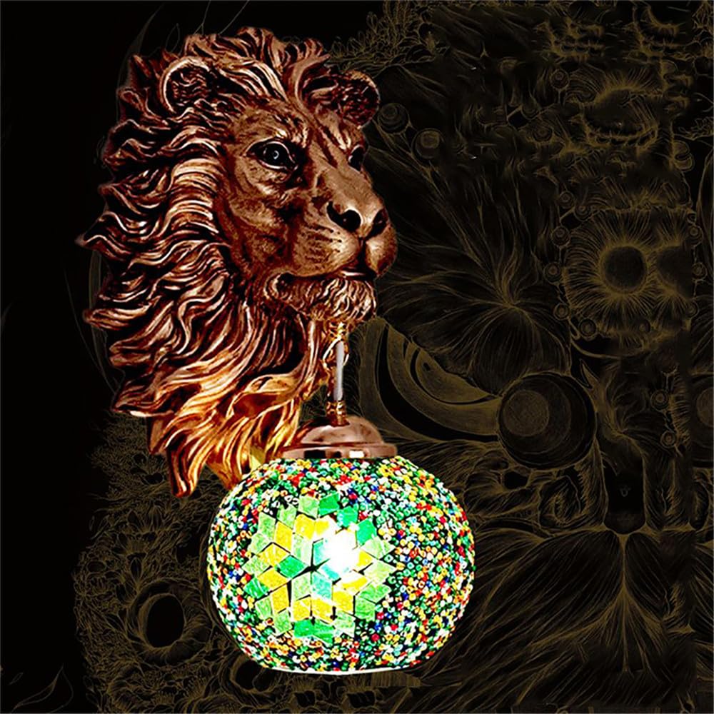 SXECAEPS Lion Wall Lamp - Retro Creative LED Decorative Light for Living Room, Bedroom, Hallway, Bar, Cafe, and Restaurant