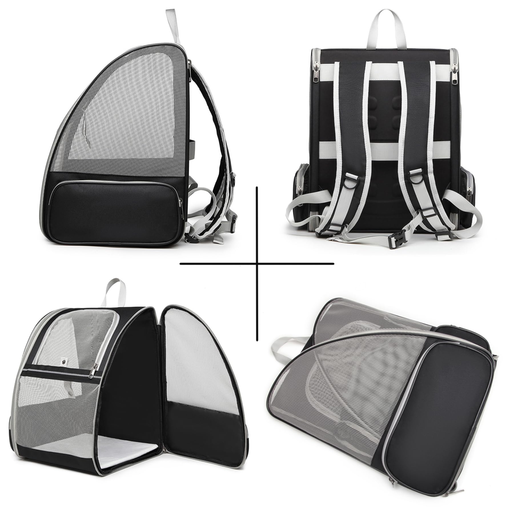 Borsa Per Animali Domestici Con Ciotola Pieghevole - Zaino Traspirante - Foto 4