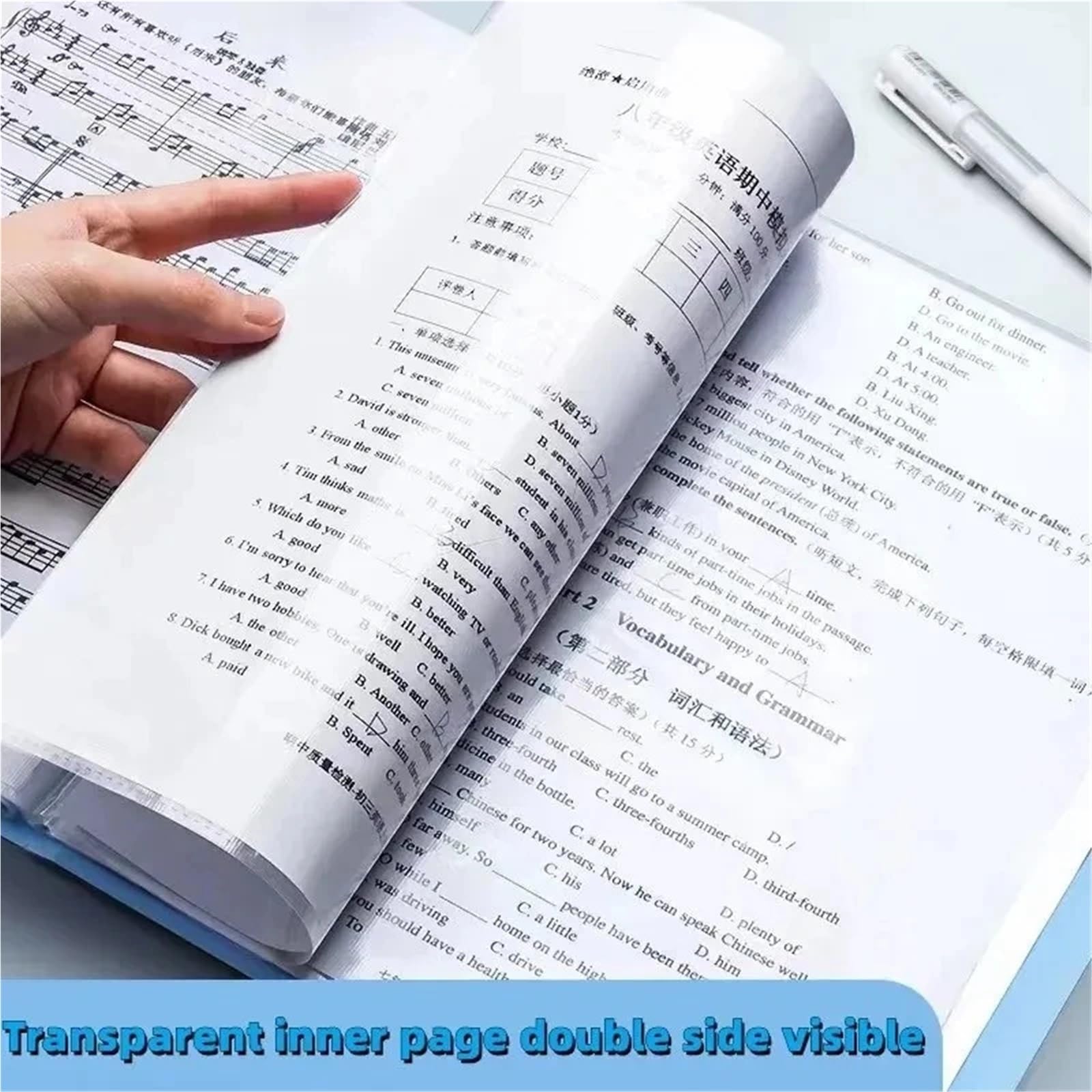 Przezroczysty folder z tworzywa sztucznego, 5 sztuk A4 wielokolorowe plastikowe teczki do przechowywania papieru artykułów papierniczych i biur(Blu)