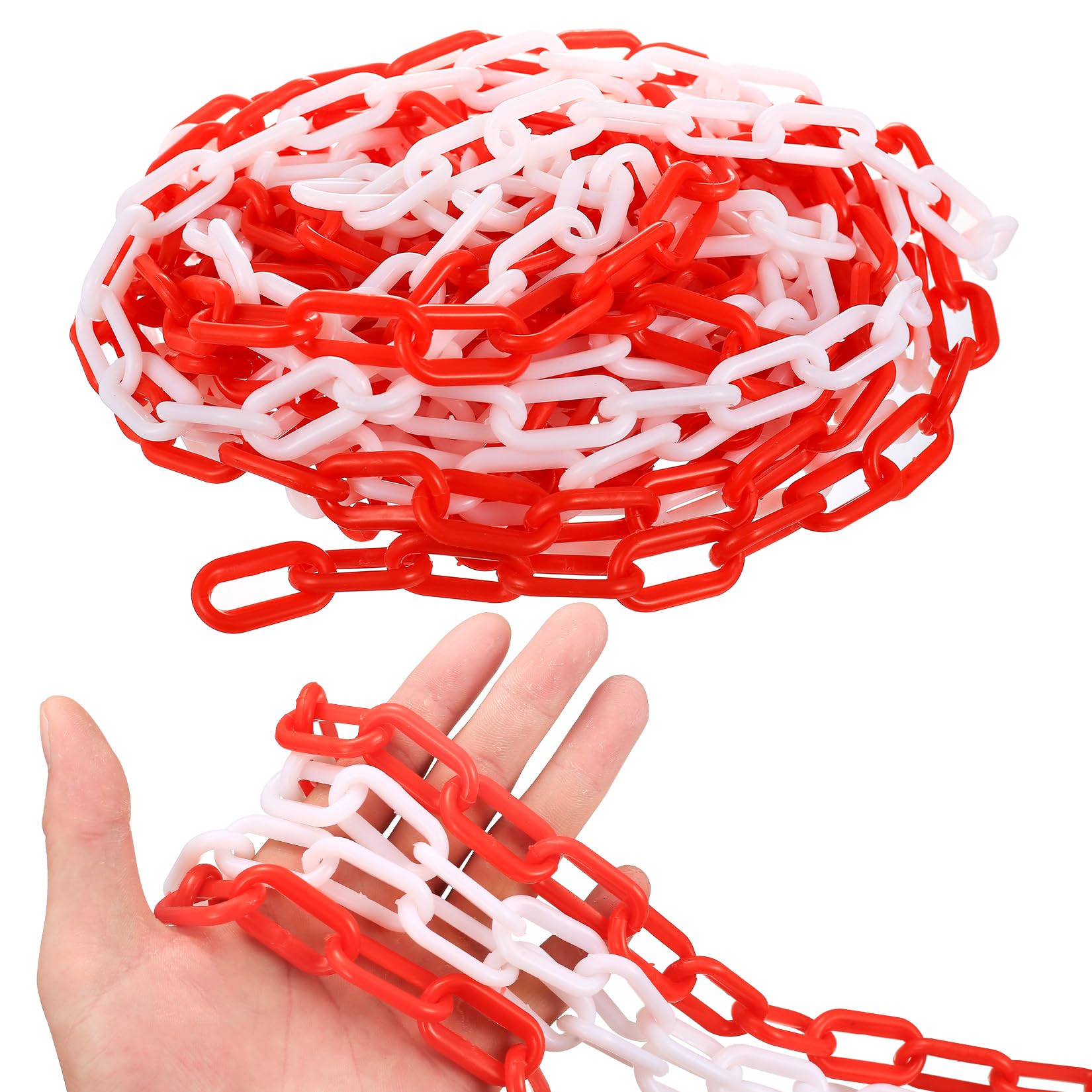 Cadenas de Plástico Rojo y Blanco 11 m x 6 mm para Barrera de Estacionamiento