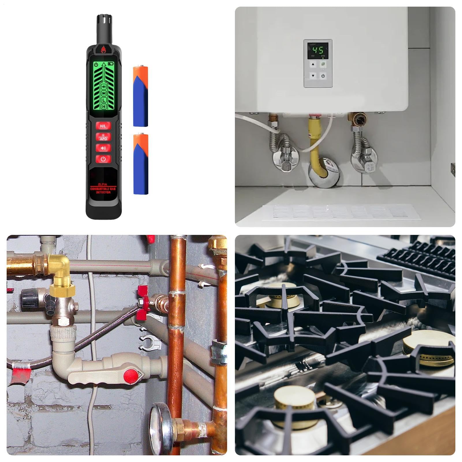 Détecteur de Fuites de Gaz,Avertisseur de Gaz Portable - Analyseur Portable Précis pour Sécurité Maison Cuisine Intérieur Restaurant Hôtel Voiture