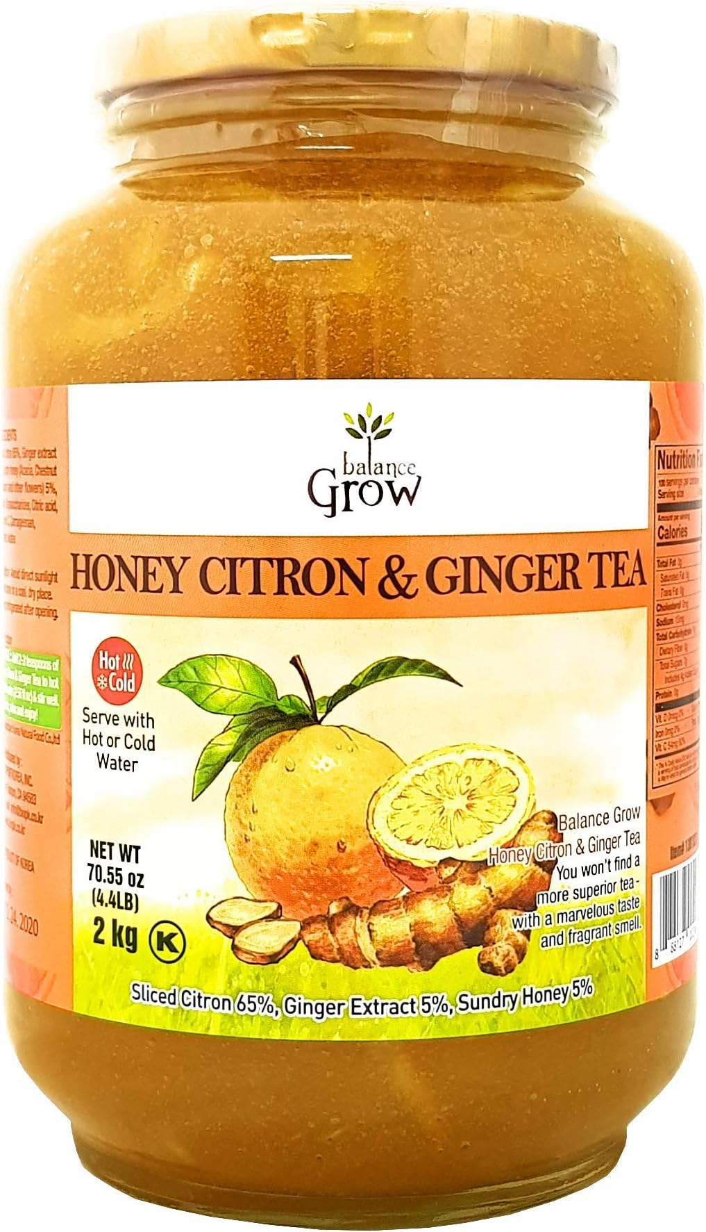 Balance Grow Honey Citron & Ginger Tea 70.55oz (4lbs/2kg) Pack Of 1, 1count