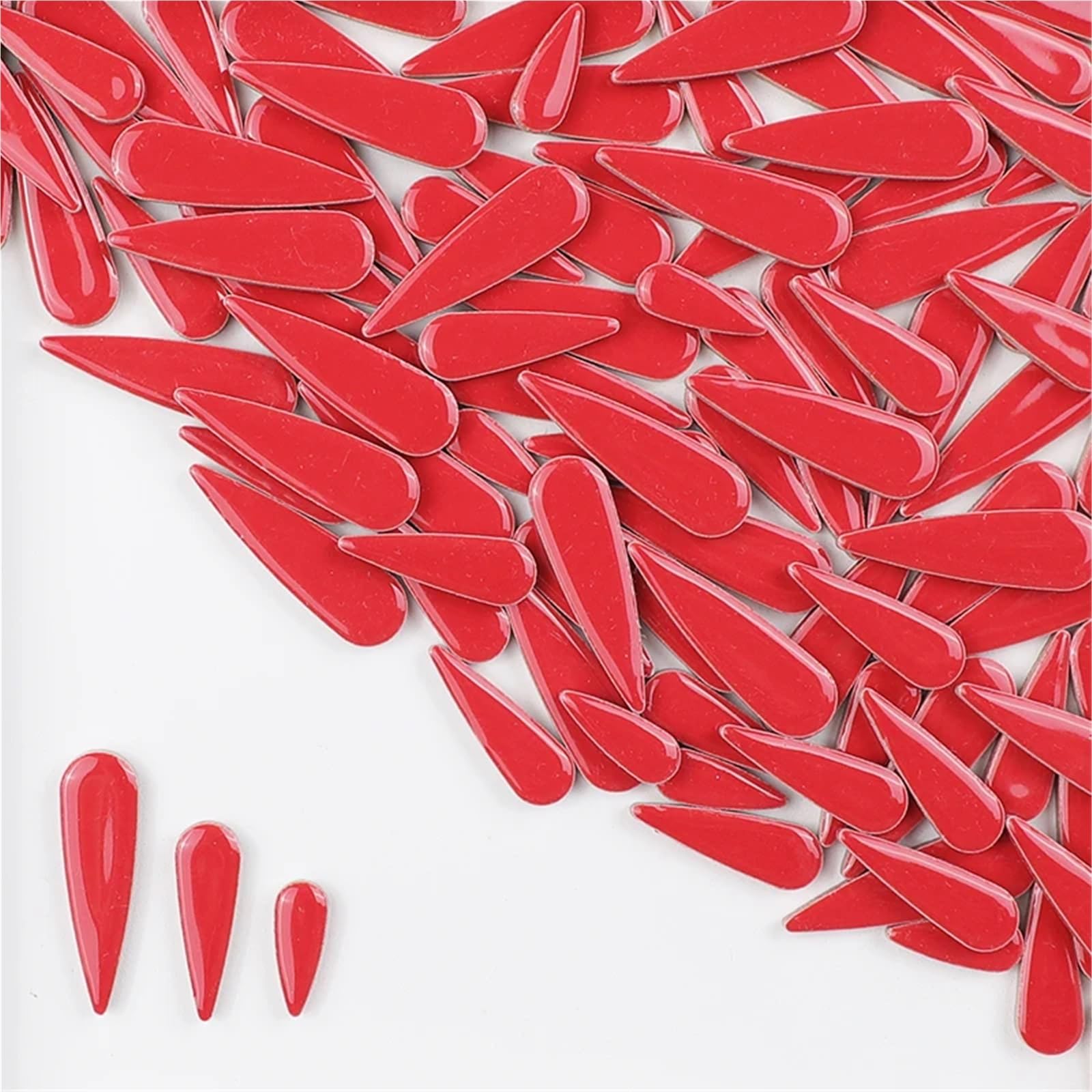 Petal Mosaic Tiles DIY Mosaic Handmade Water Drop Petal Ceramic Tiles Decorative Porcelain Artistic Materials Daisy Tile(Red 100g)