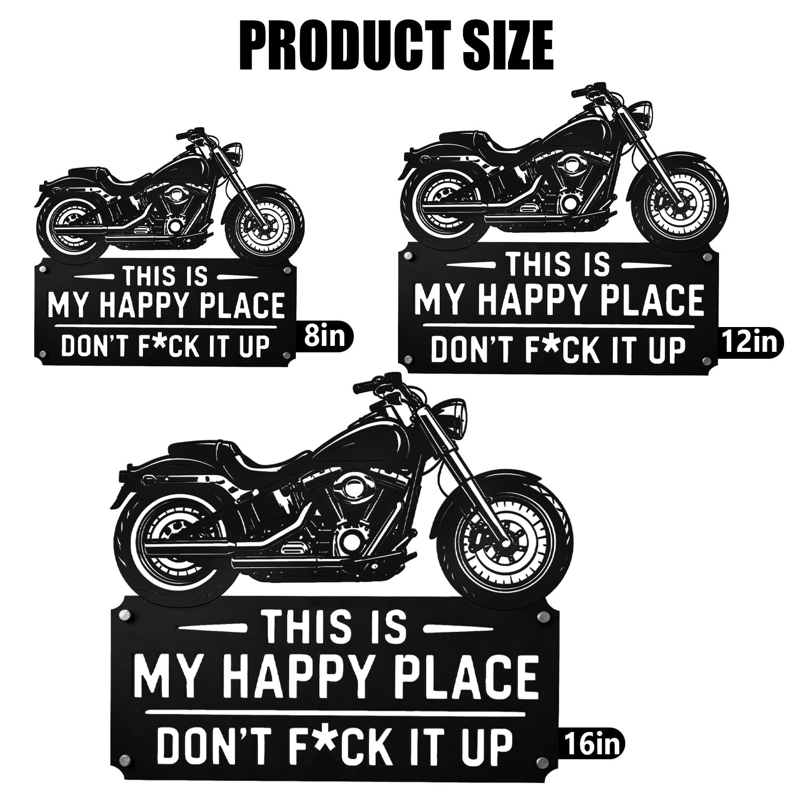 Letrero de metal con texto en inglés "This Happy Place Is My, Don't F It Up