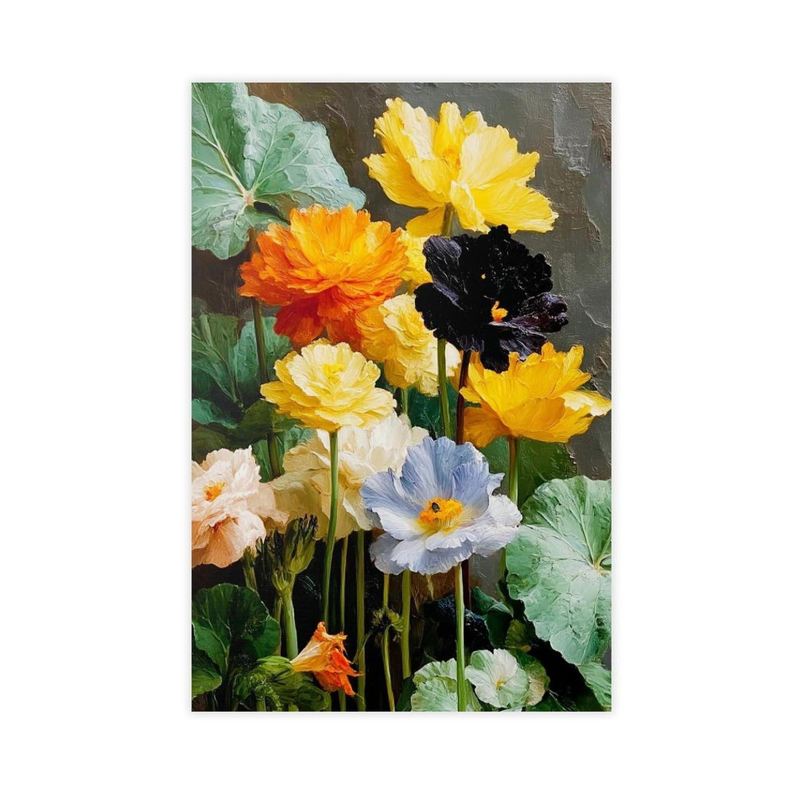 Bareronor Off-White Colorful Modern Floral Garden Canvas Poster Bedroom Decor Landscape Office Room Decor Gift 20" L X 30" W