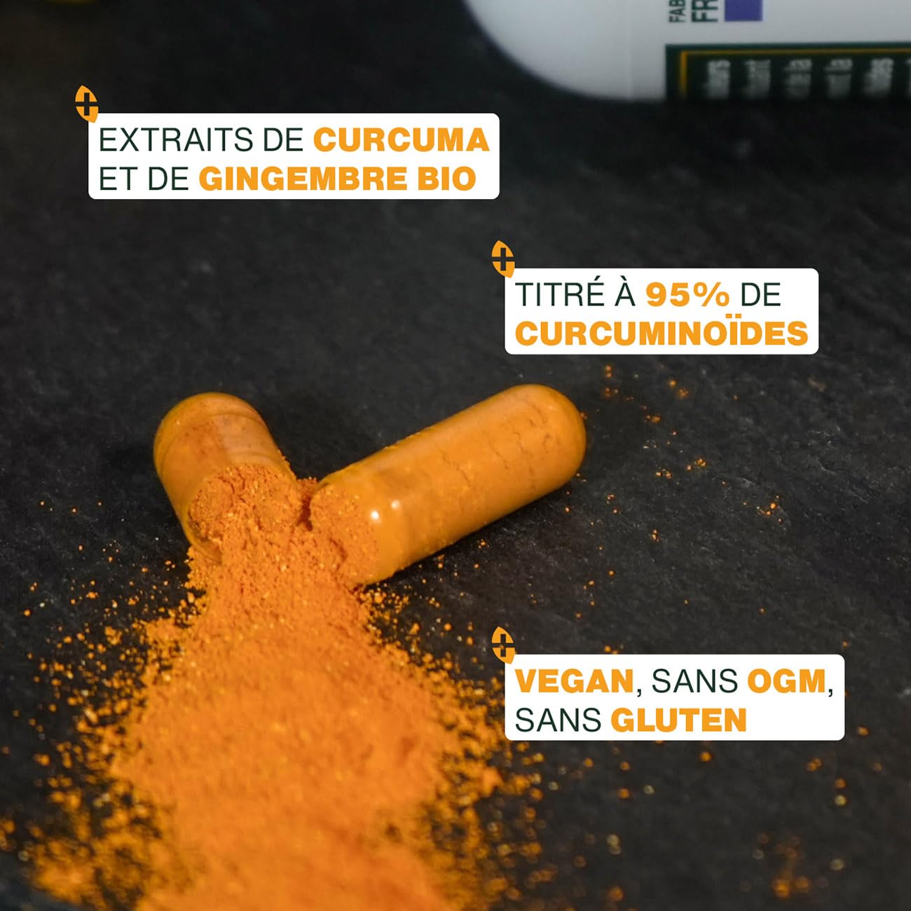 Curcuma BIO Haute Concentration | Avec Gingembre Bio | Curcumine Haute Absorption | Sans Pipérine | Articulations | 120 Gélules | Qualité Supérieure