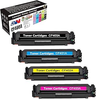 DW Compatible Toner Cartridge Replacement for HP 201A CF400A CF401A CF402A CF403A of HP Color Laserjet Pro MFP M277n M277dw M277c6 M274n Pro M252dw M252n (4 color pack)(Updata chips)