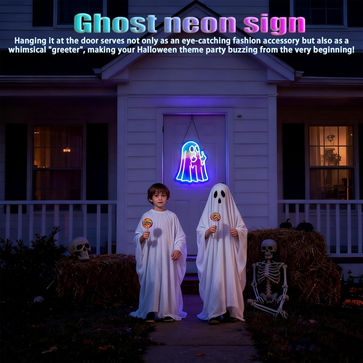 Funny Ghost Neon Sign with Dimmable Switch, 12"x16" Colorful LED Neon Light for Wall Decor, USB Powered Halloween Neon Sign for Bedroom, Game Room, Bar, Man Cave, Kids Room, Party, or Gift - Image 7