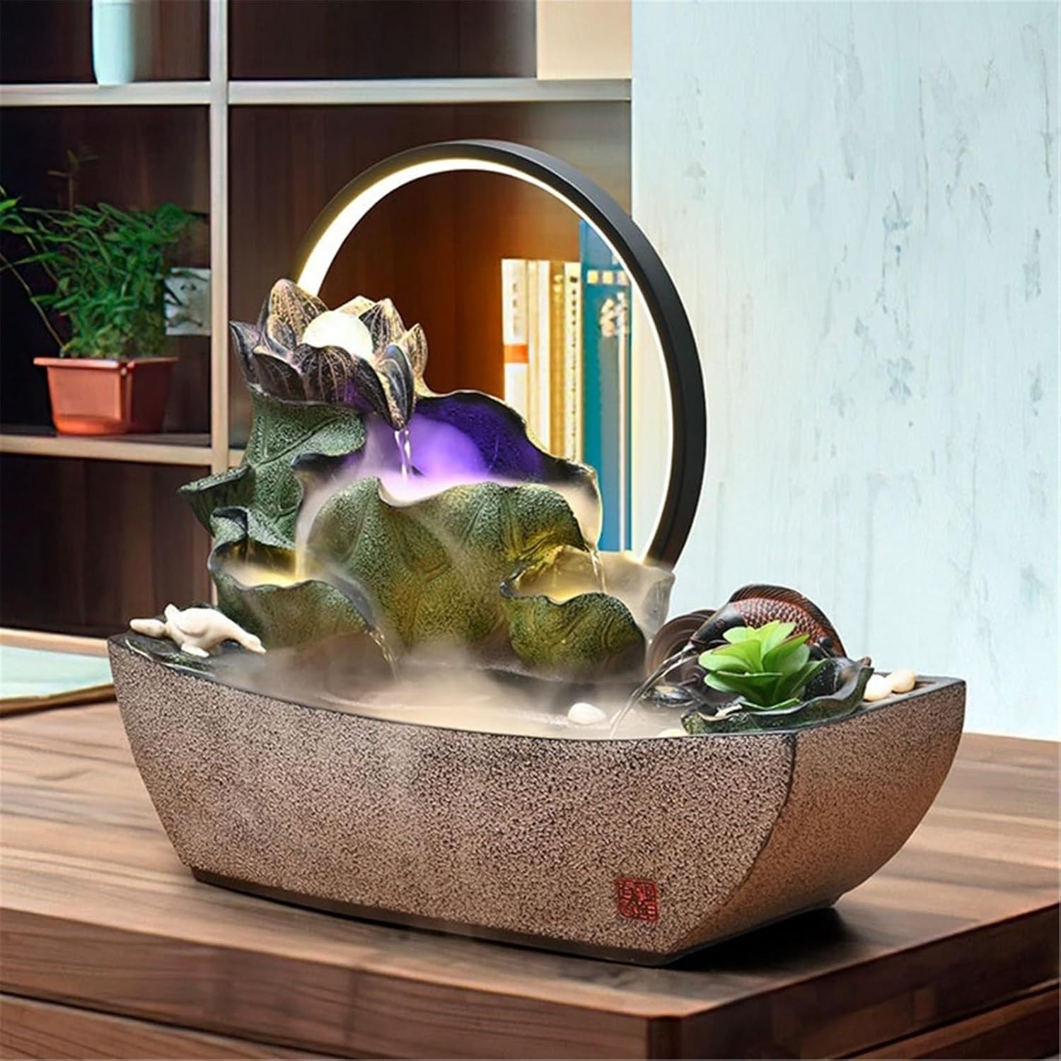 卓上噴水 卓上噴水 中国風水装飾 循環式水景 小さな魚の池 CTRSM DIY