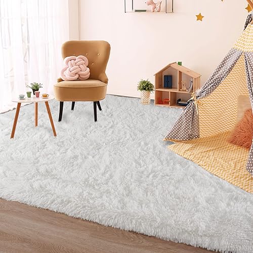 Miniatura 12 de Kelarea Alfombra de área para sala de estar, 3 x 5, antideslizante, color azul turquesa, esponjosa, suave, alfombra de felpa peluda para dormitorio