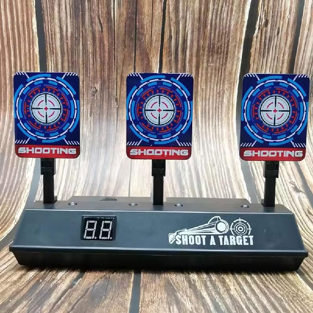 Electric Auto-Reset Shooting Target Game, Automatische Elektrische Zielscheibe Spielzeug, Zielscheibe mit Spielzeug Pistole & 10 Schaumstoffdarts, Geschenke für Junge Mädchen ab 6 7 8 9 10+ Jahre