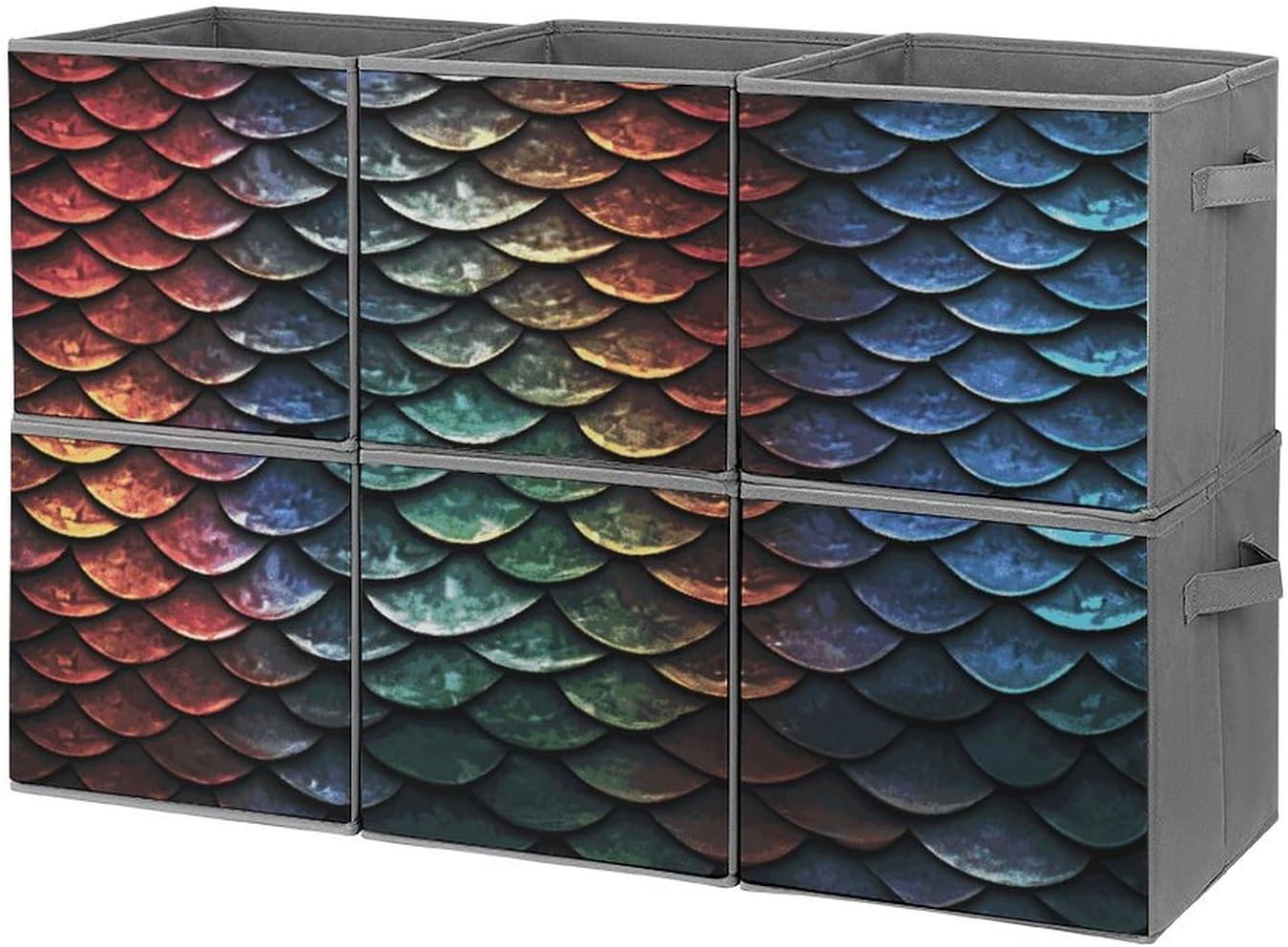Multi Use Organizer Bins, Dragon Scale Printed Storage Bins, Foldable Storage Baskets Are Suitable For Bedrooms, Offices, And Cars