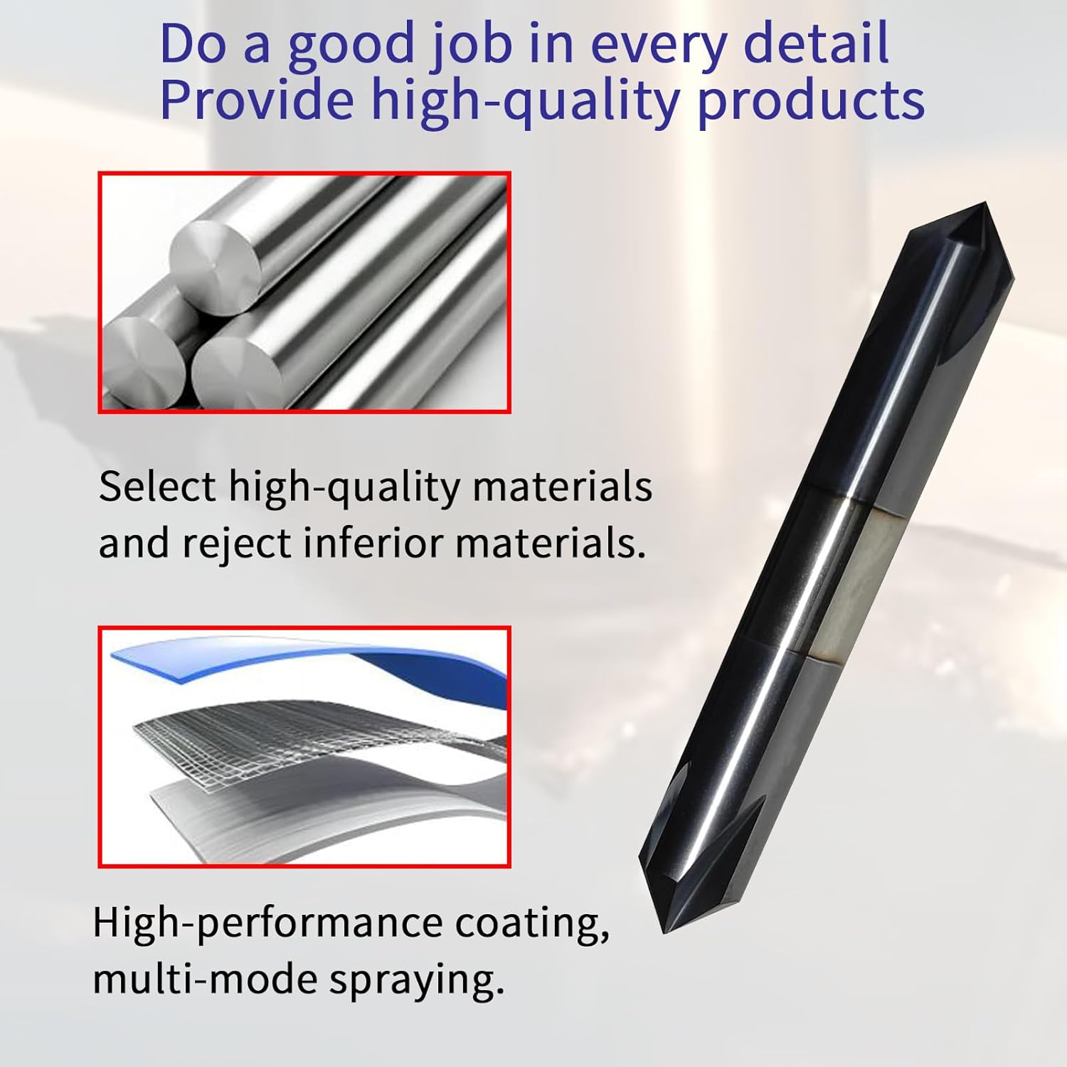 3/8" Chamfer Mill Solid Carbide End Mill,3/8"Cutting Diameter,3/8"Shank Diameter, 2-1/2"Overall Length, 4 Flute, 90° Chamfer Angle, Double End,AlTiN Coated,for Medium Hardness Materials