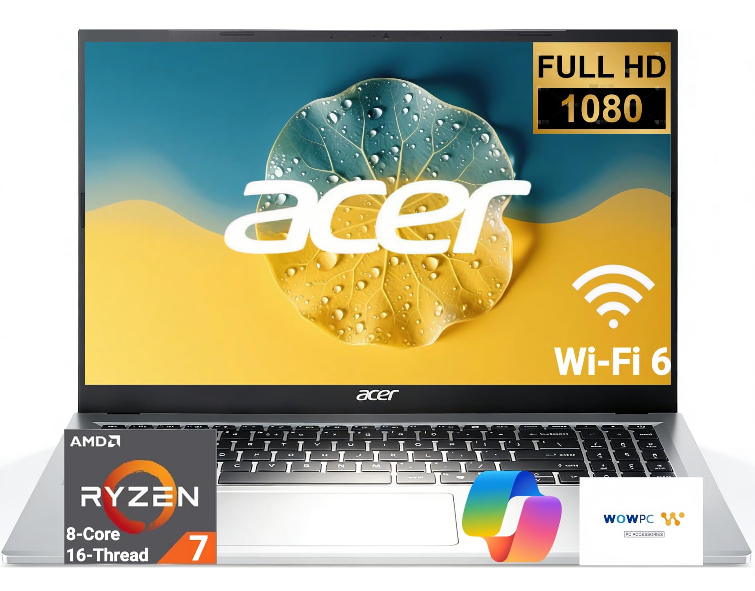 acer Computer portatile Aspire 3 | CPU AMD Ryzen 7 7730U (Beat Intel i7-1365U) | Display FHD da 15,6 pollici | Tastiera retroilluminata | 16 GB RAM | SSD da 512 GB | Win 11 Pro | Scuola, business e