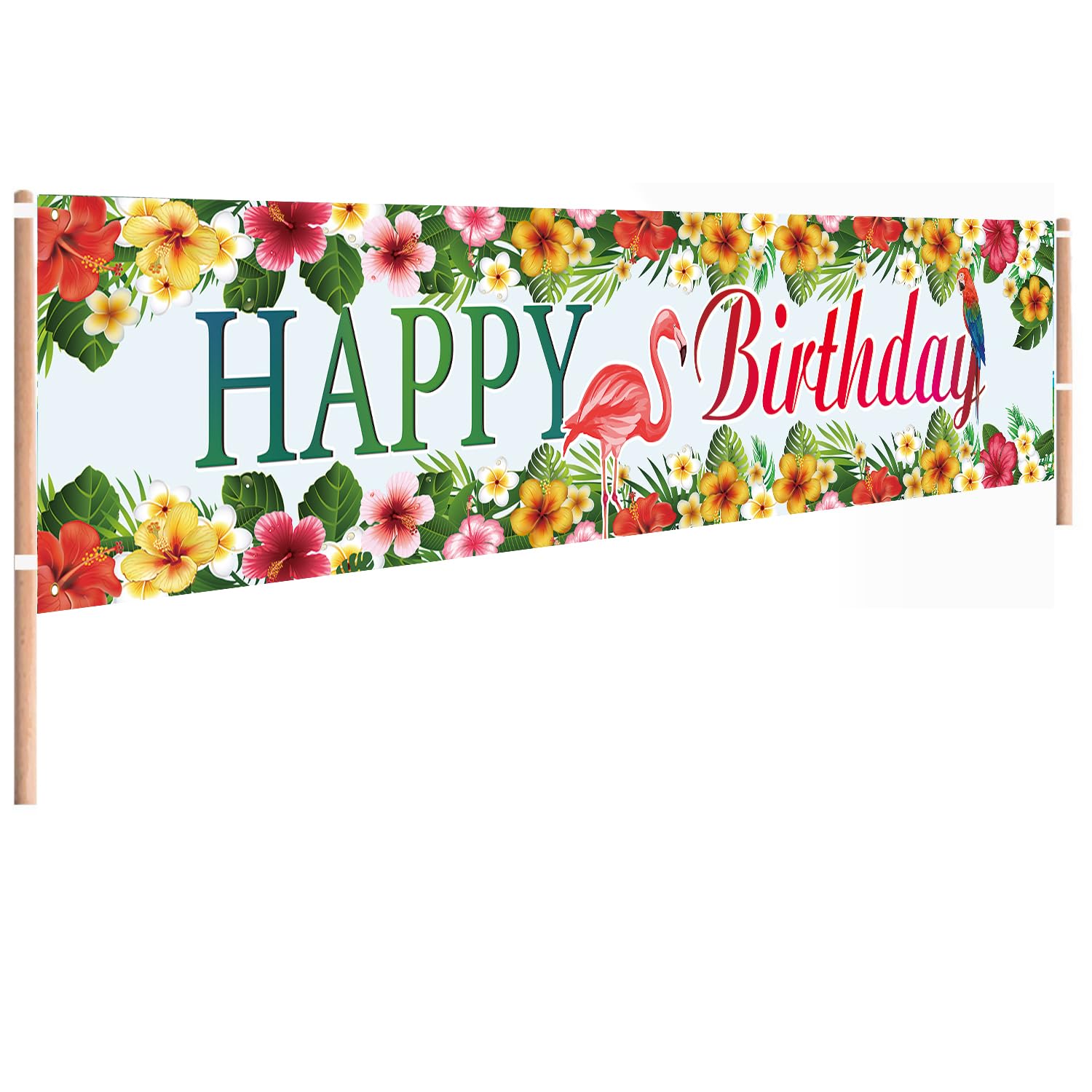 Tropical Floral Happy Birthday Banner, Aloha Luau Hawaiian Birthday Party Decorations, Large Size Hawaiian Yard Sign for Aloha Luau Birthday Indoor