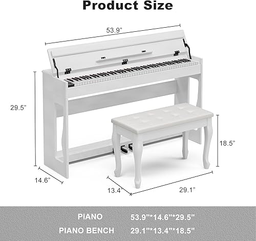 Miniatura 7 de UMOMO UMP-718 Piano digital con peso de 88 teclas con banco de piano dueto, piano de teclado para principiantes, tamaño completo, martillo pesado,