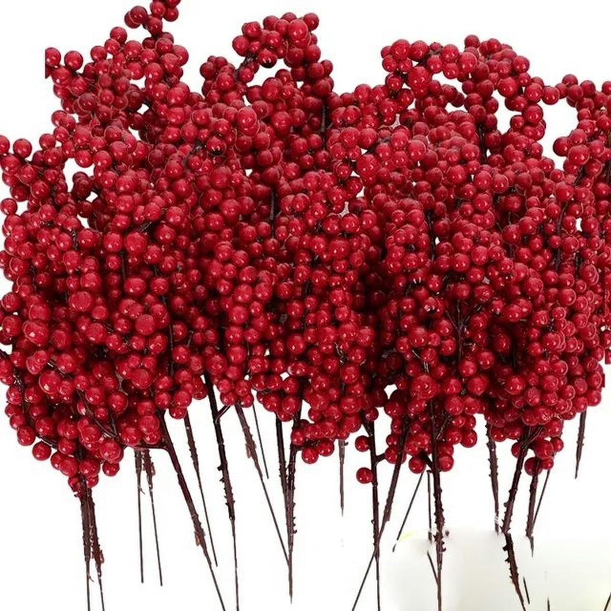 HOHOTIME 24 Rami Bacche Artificiali Colorate Natalizie – Agrifoglio Finto Con Bacche In Schiuma, 21 Cm, Per Decorazioni Fai Da Te - 3