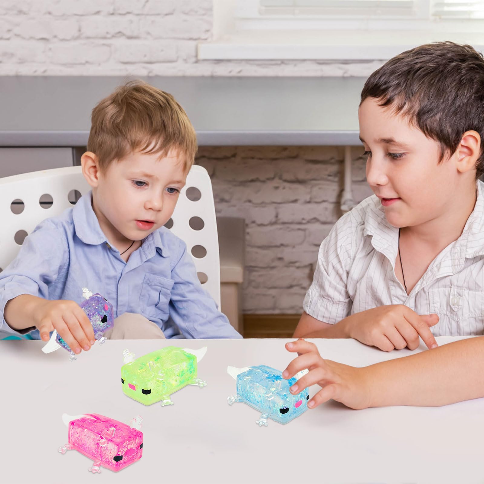 4 stuks Axolotl knijpspeelgoed, anti-stress speelgoed, Axolotl, knijpspeelgoed, anti-stress speelgoed voor kinderen en volwassenen, verjaardagsfeest