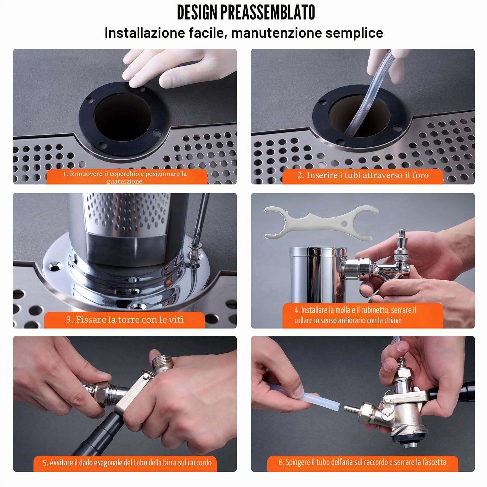 VEVOR Kit Distributore di Birra, Kit Conversione Birra Rubinetto Singolo, Dispensatore Torre Birra in Acciaio Inossidabile con Regolatore Doppio Calibro, Vassoio Gocciolamento Birra per Feste a Casa