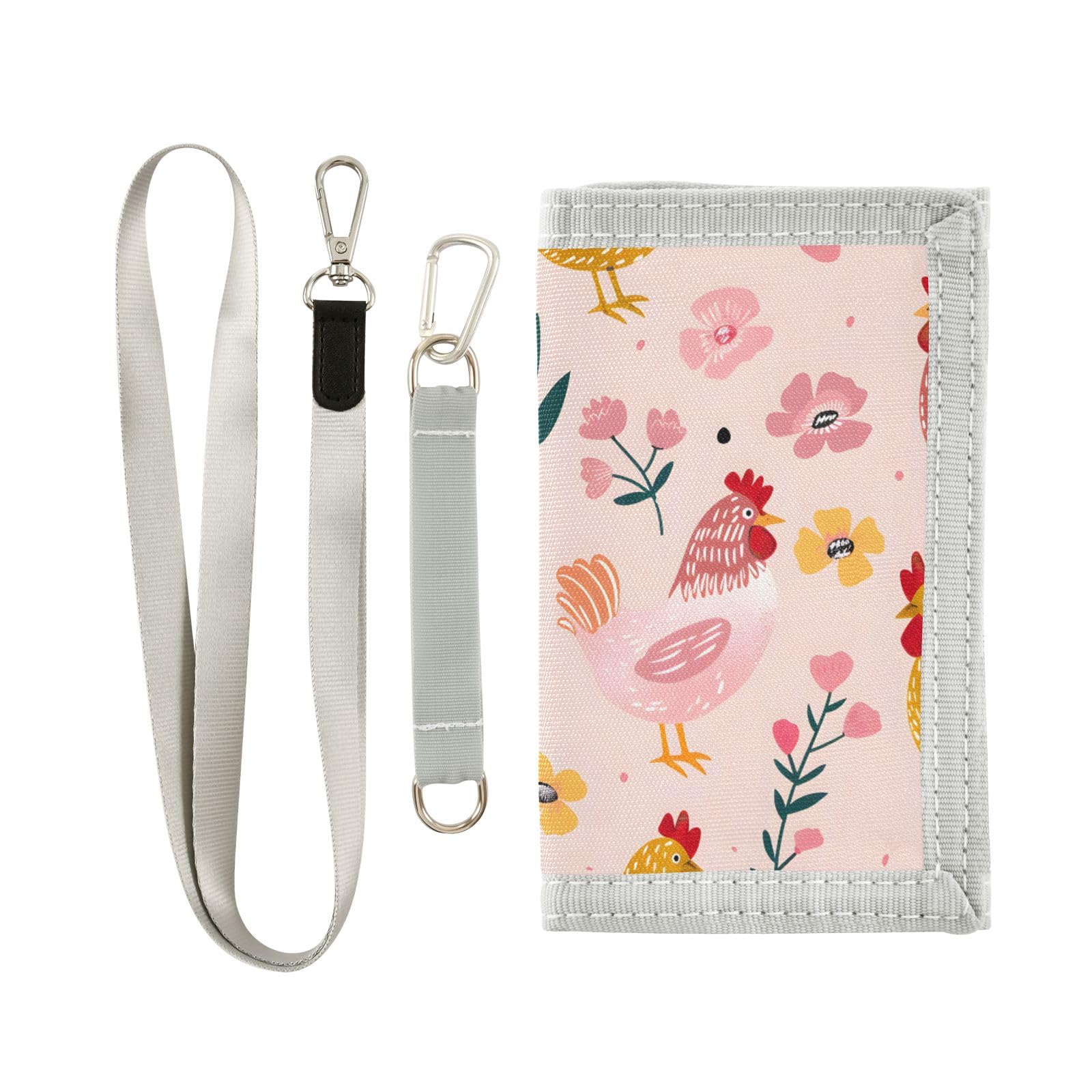 ALAZA Kids Wallets for Boys Girls Toddler Trifold Wallet Children Small Chickens Pink with Zipper Coin Pocket