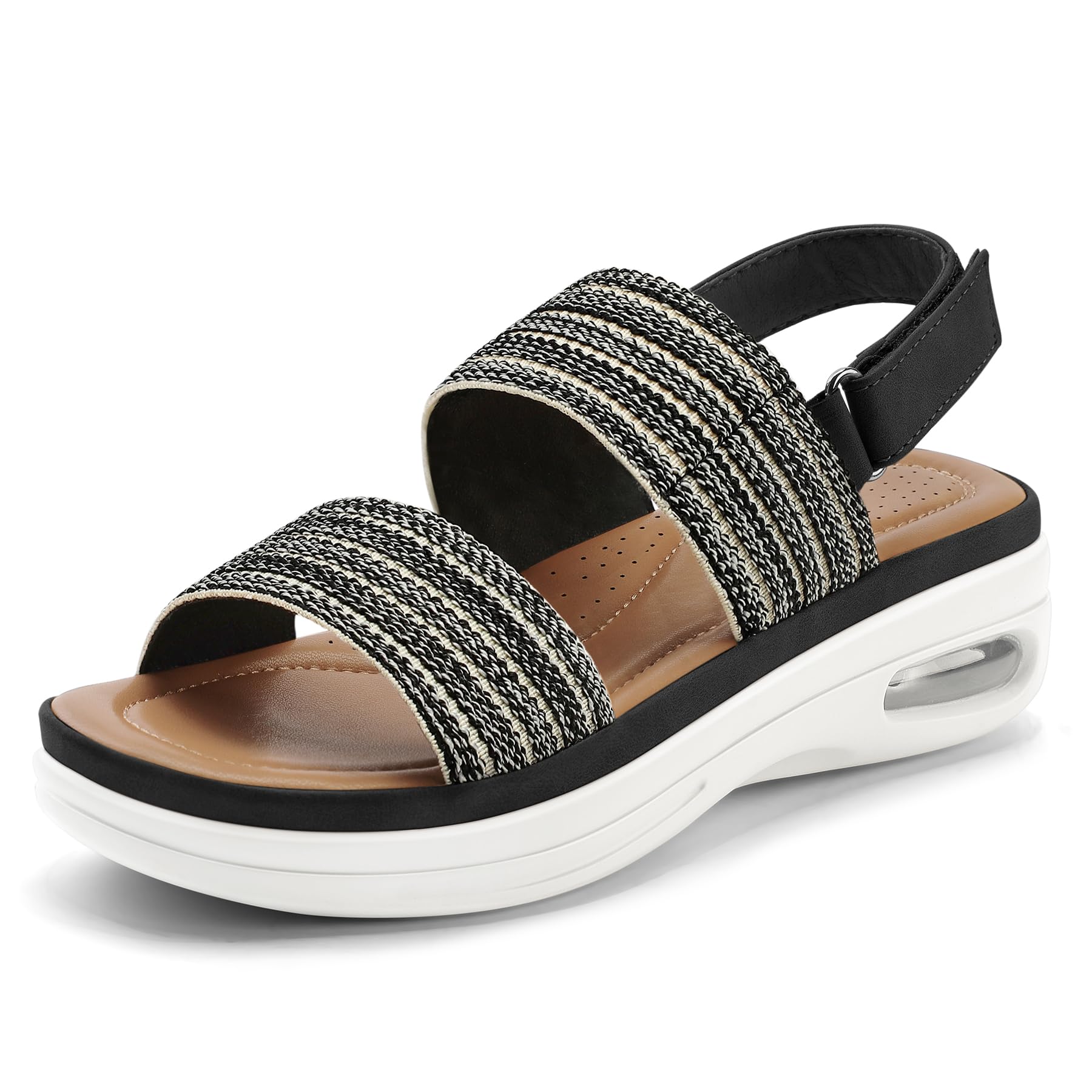 mysoft Women's Walking Sandals Comfortable Air Cushion Platform Elastic Ankle Strap Open Toe Ourdoor Summer Shoes
