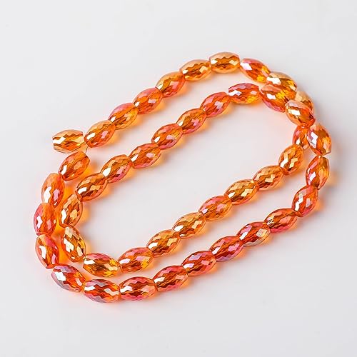 Novborcz58PCS Faceted Barrel Crystal Glass Jewelry MakingShaped Beads Vertical Hole