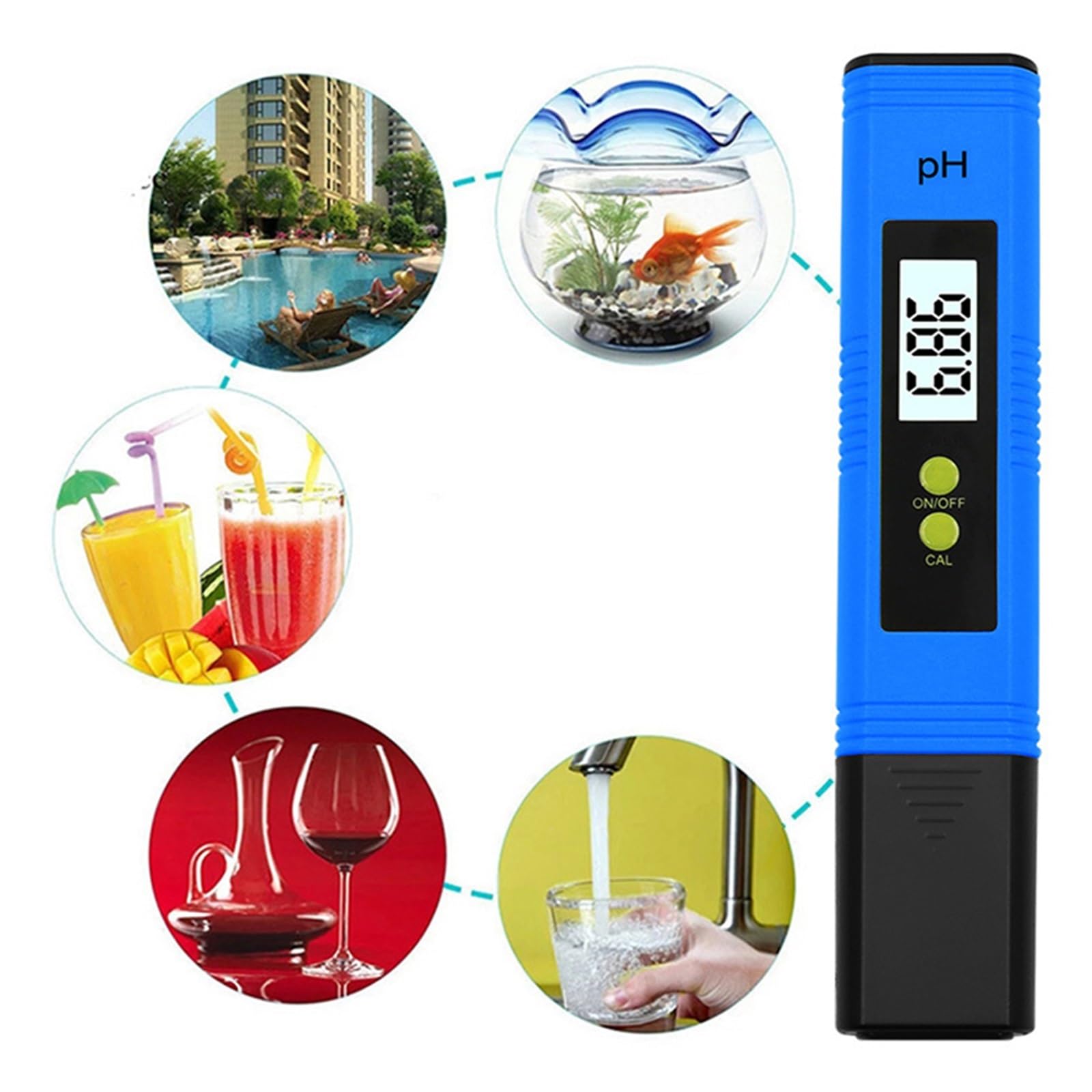 Misuratore di PH 0,01 Alta Precisione for Tester di qualità Acqua con Intervallo di Misurazione 0-14 Adatto for Acquario Piscina(Blue)