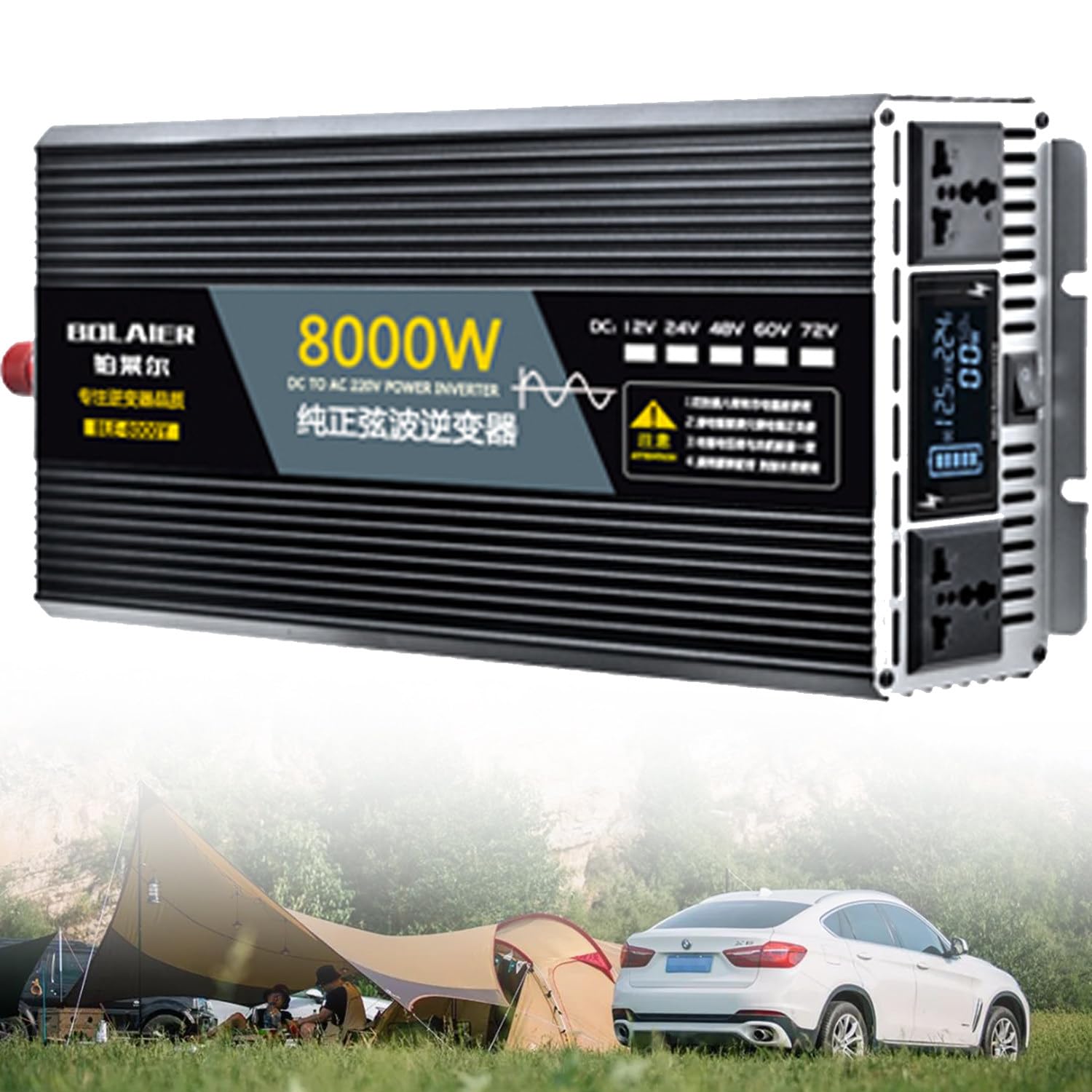 2500W 4000W 5000W 6000W 8000W 10000W 12000W Solar Power Inverter Pure Sine Wave Inverter DC 12V 24V 48V 60V 72V to 110V 120V 220V 230V 240V AC Portable Power Bank Voltage Converter Solar Inverter(8000