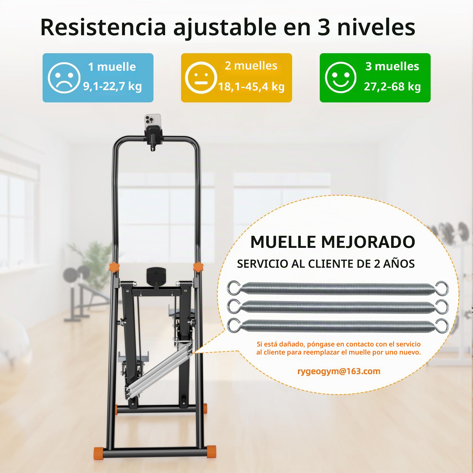 Escaladora vertical plegable para el hogar, máquina de ejercicio para los abdominales, glúteos y piernas. Equipo de cardio para el hogar con resistencia ajustable