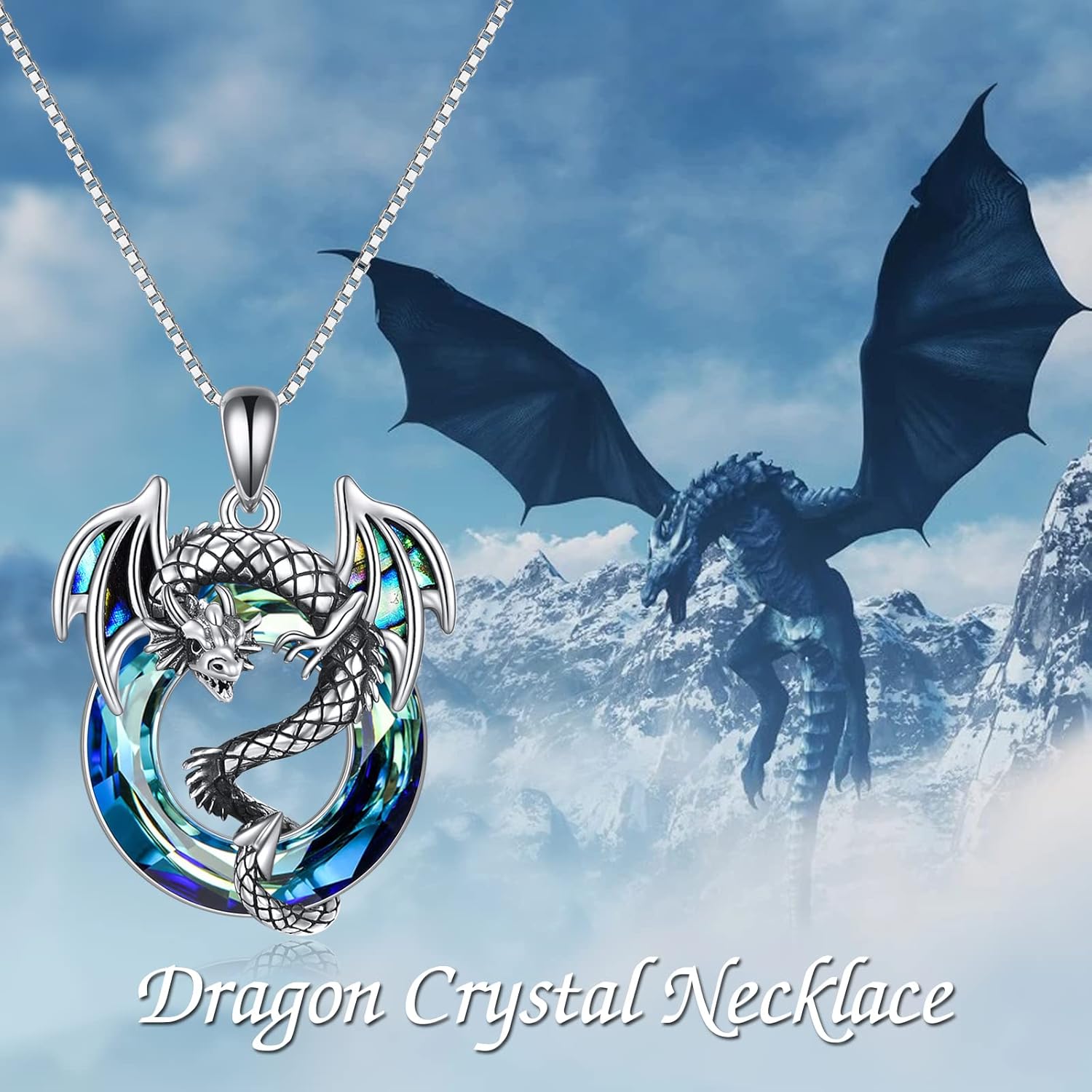 LILALO Dragon Necklace for Women Sterling Silver Crystal Dragon Gifts Jewelry - Image 2