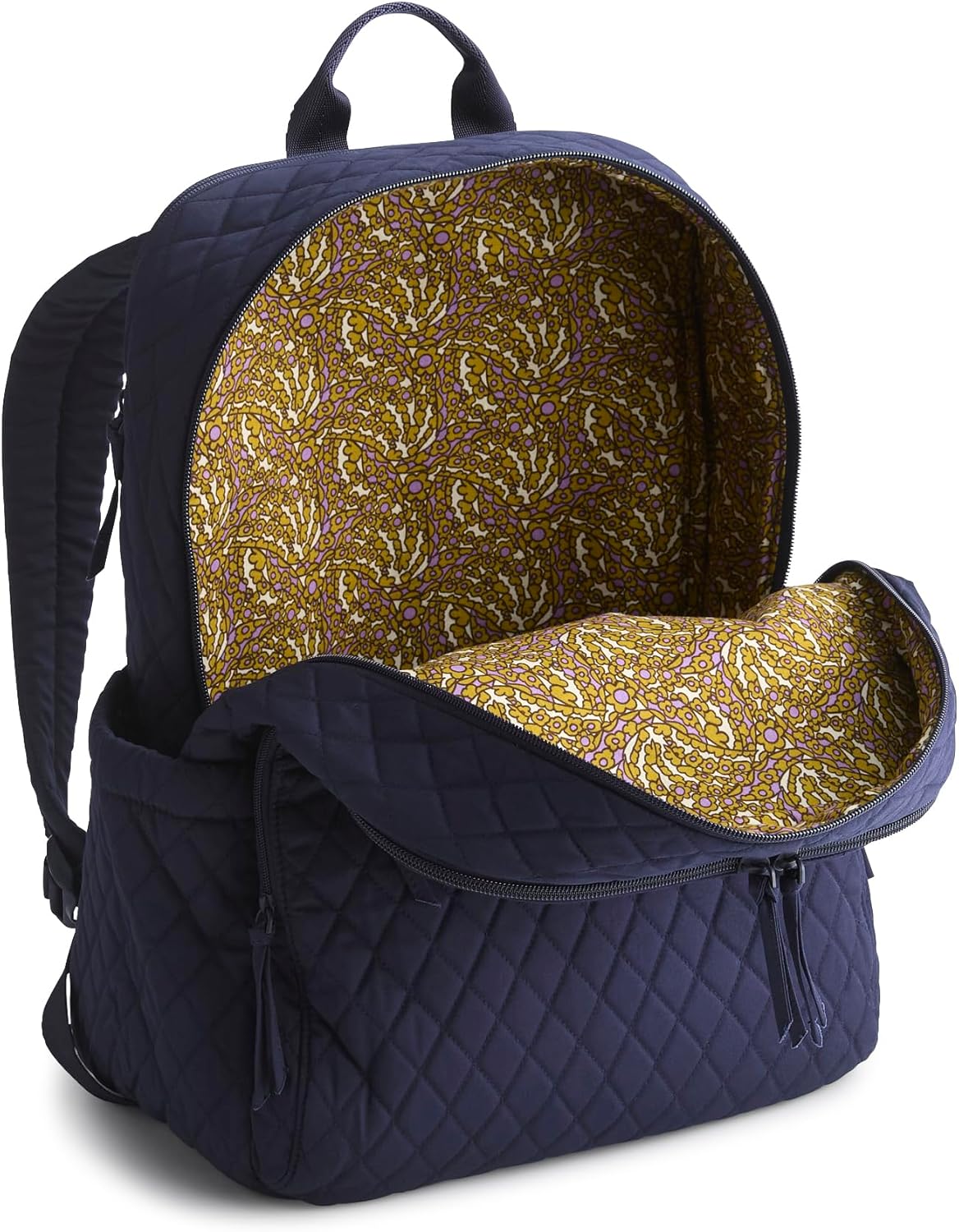 Vera Bradley Women's Premium Cotton Large Bancroft Backpack, Peacoat, One Size