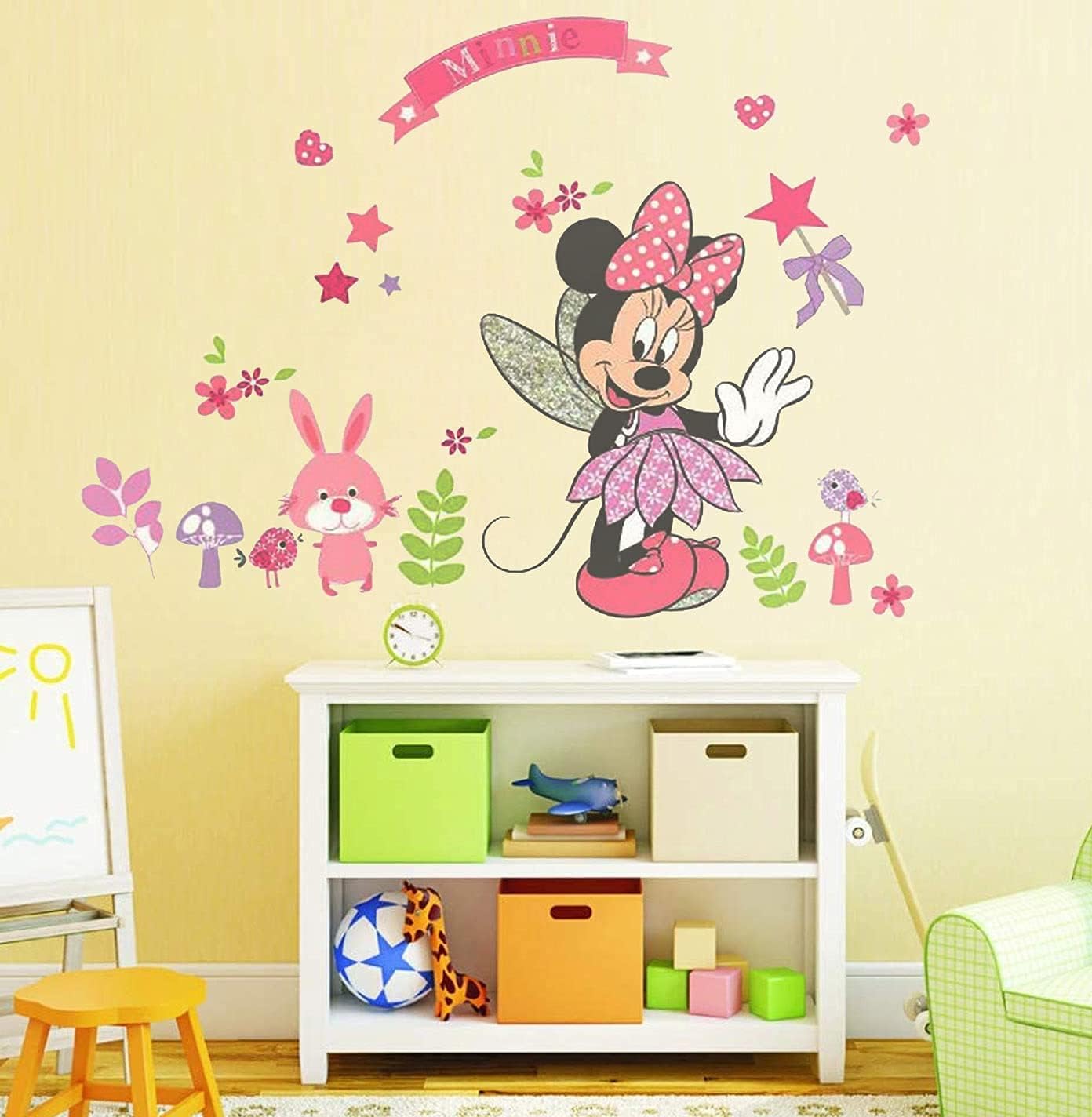 Large Mickey and Minnie Mouse Wall Decals for Kids Baby Bedroom Nursery, Disney Mirror Window Walls Stickers Removeable Vinyl Cartoon Peel and Stick (Minnie Pink) - Image 3