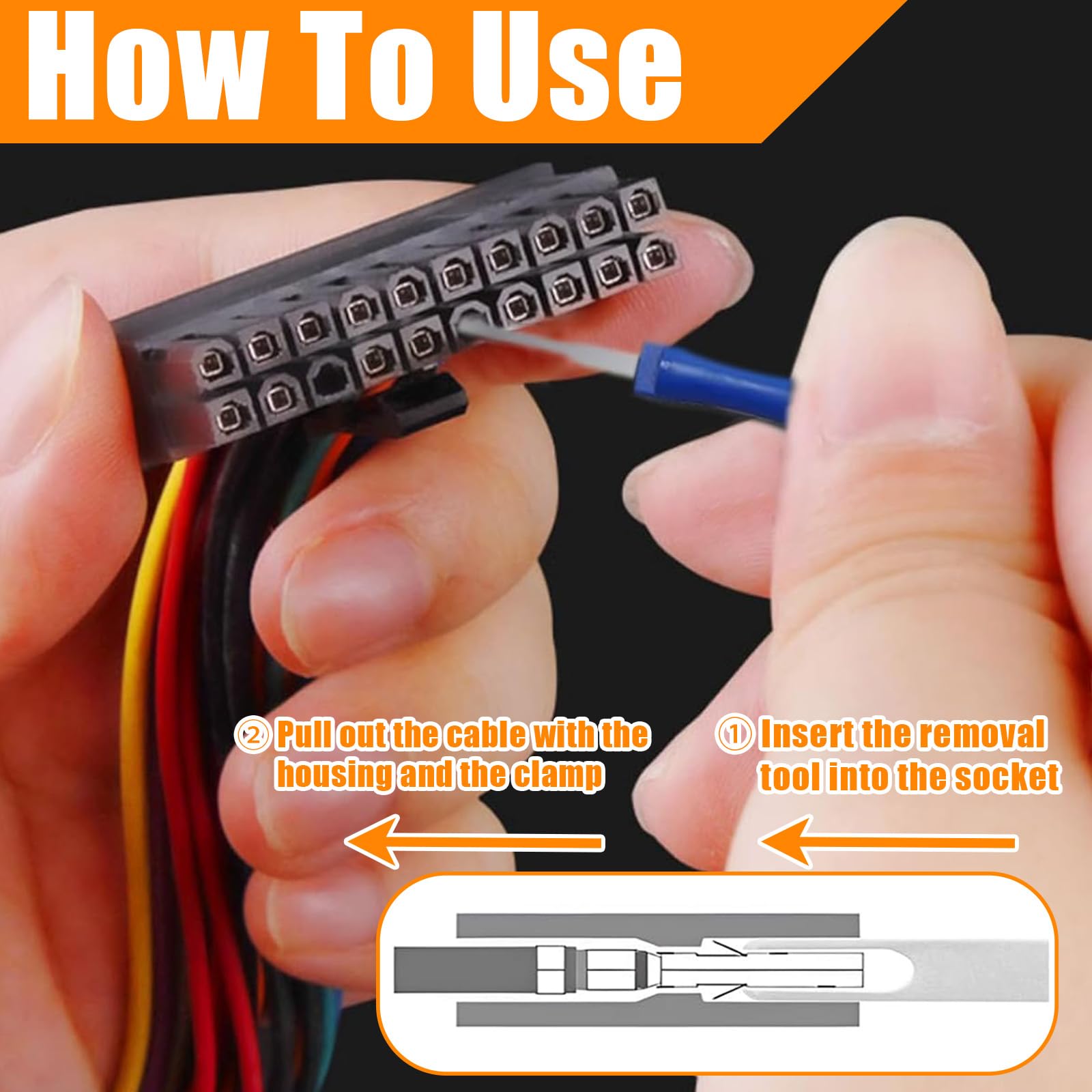 30 Pcs Attrezzi Rimozione Terminale con Custodia Protettiva, Set Strumento Extractor Pin Cavo Auto, Kit Attrezzo Estrattori Connettori Estrattore per Maggior Parte Elettrico Terminali Connettore(Blu)