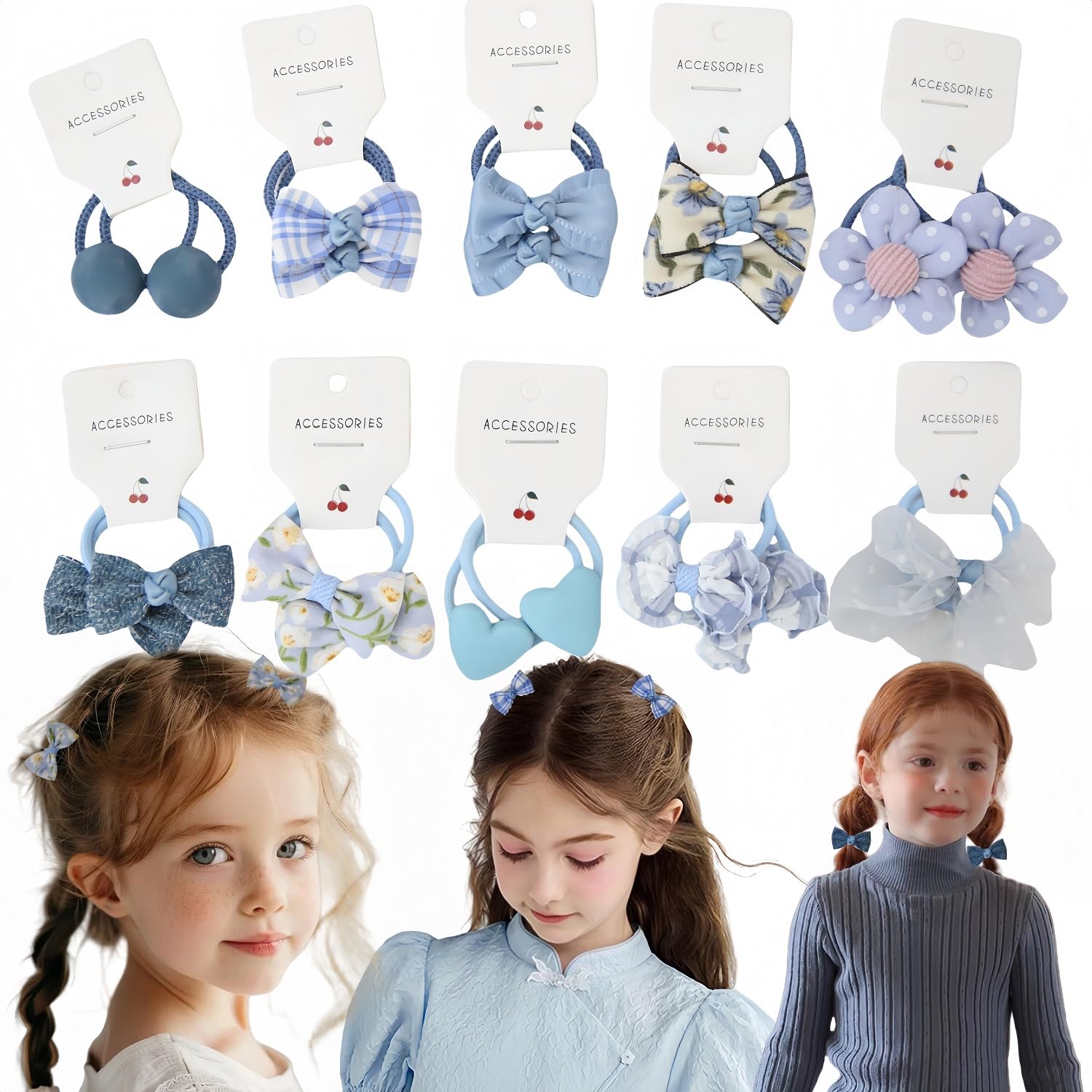 Pack de 20 chouchous pour bébé, élastiques pour cheveux pour enfants, filles, 3,5 cm / 1,37 pouces, élastique, serre-tête avec nœud, pour queue de cheval, accessoires capillaires pour filles, enfants