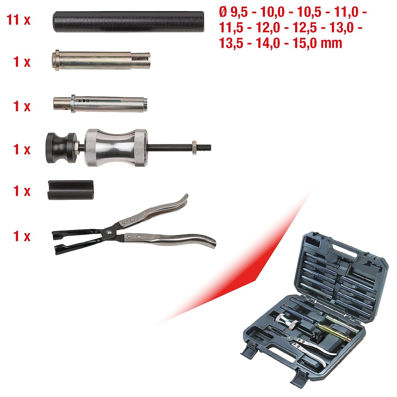 KS TOOLS Jeu d'outils pour Bague d'étanchéité de Tige de soupape, 16 pièces