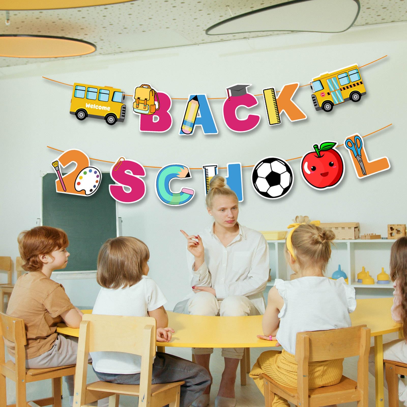 Guirlande de bienvenue pour la rentrée scolaire, décoration de salle de classe