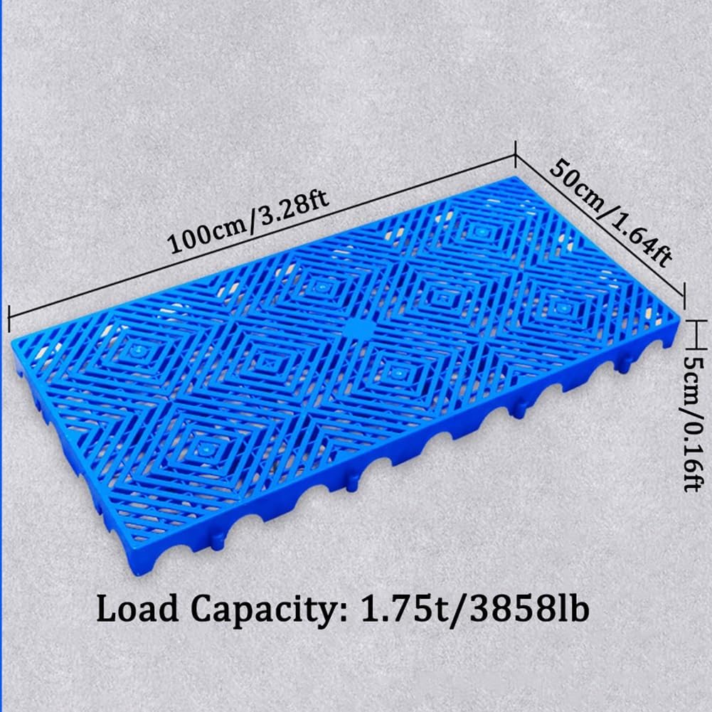 Plastic Logistics pallets， Plastic Pallet, Safety Storage Nestable Shipping Grid Pads, HDPE Non Slip Interlocking Pallet for Supermarket Pet Warehouses Factory Workshop(100x50x5cm/3.28x1.64x
