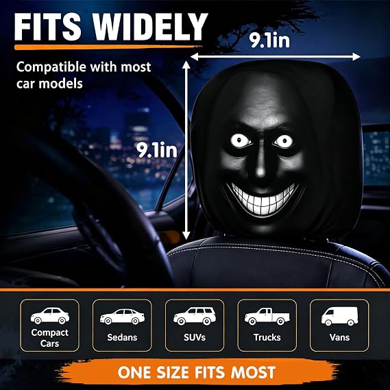 2PCS Ghost Face Headrest Covers (D)
