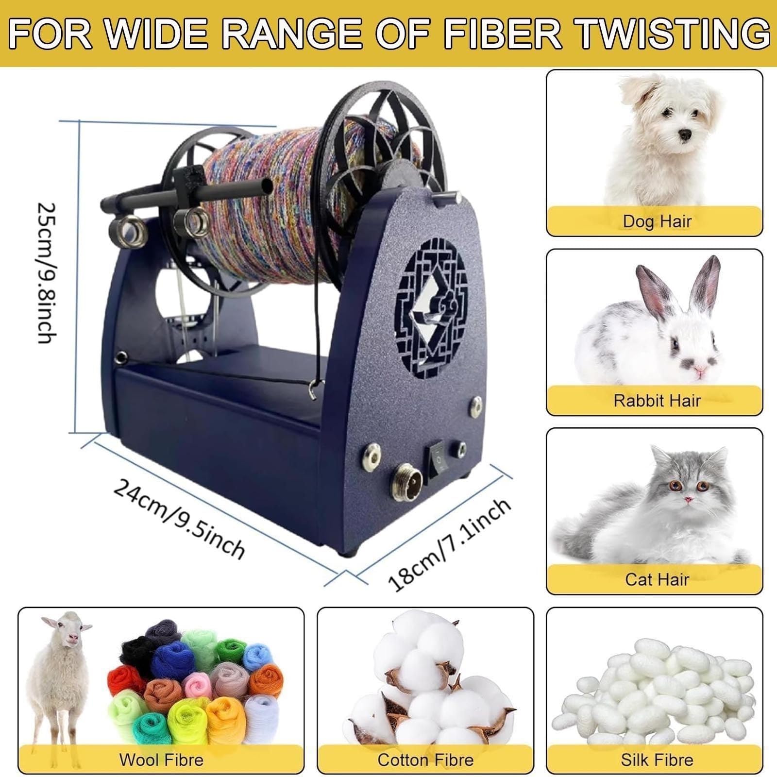 Filatrice elettrica per filati, rotella automatica con pedale e controllo della velocità per fibre e tessuti, ideale per lavori artigianali e progetti fai da te